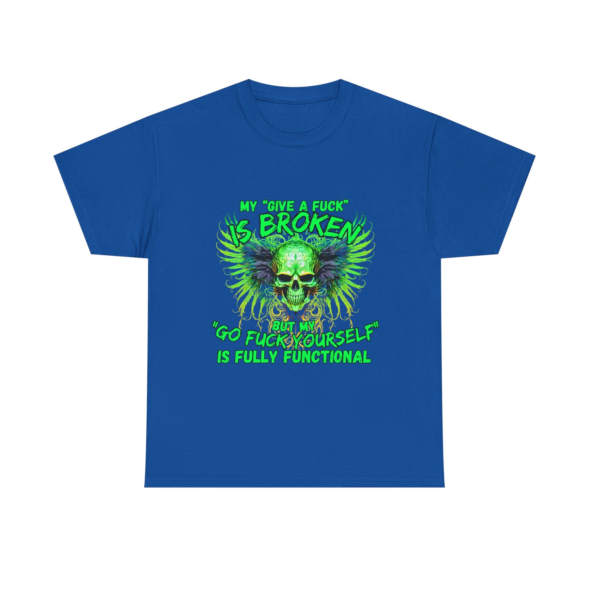 Graphic Tee — Green Skull 'My Other Half Is Broken, So Fuck Yourself' Punk T-Shirt
