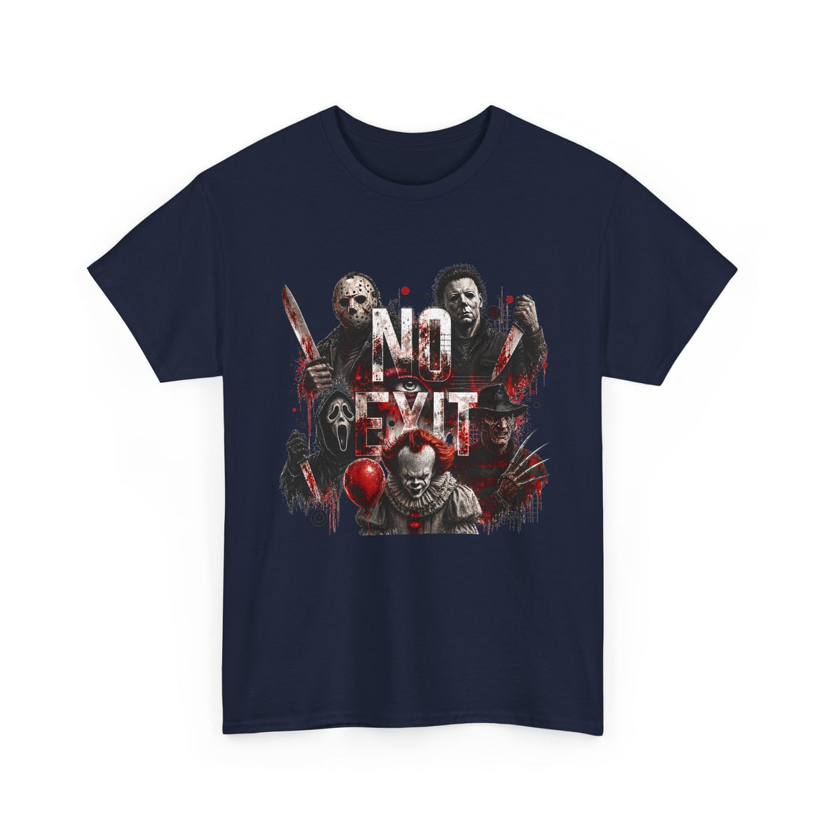 Horror Icons "No Exit" Graphic Tee — Retro Slasher Movie T-Shirt