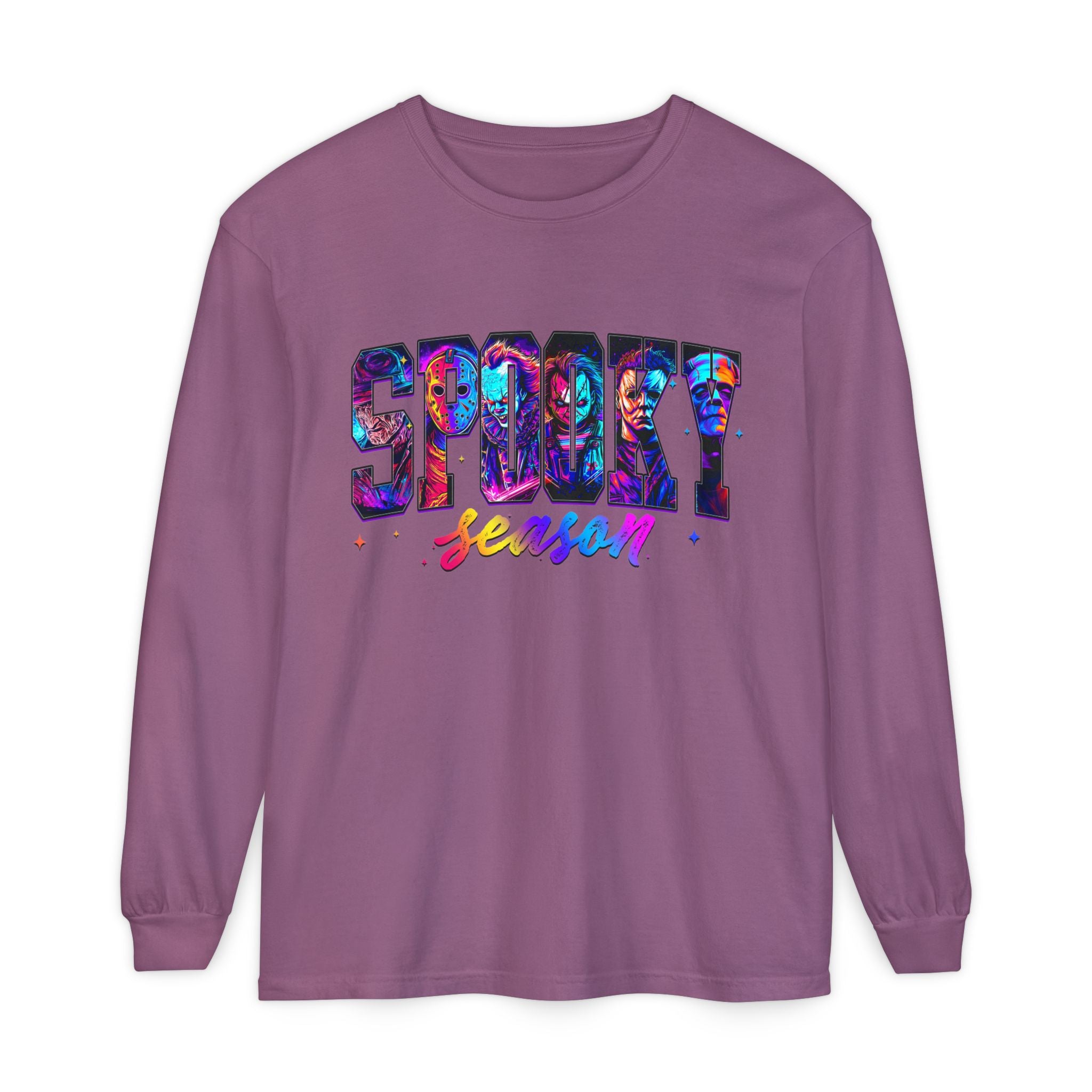 Spooky Season Long Sleeve Tee — Colorful Halloween Graphic