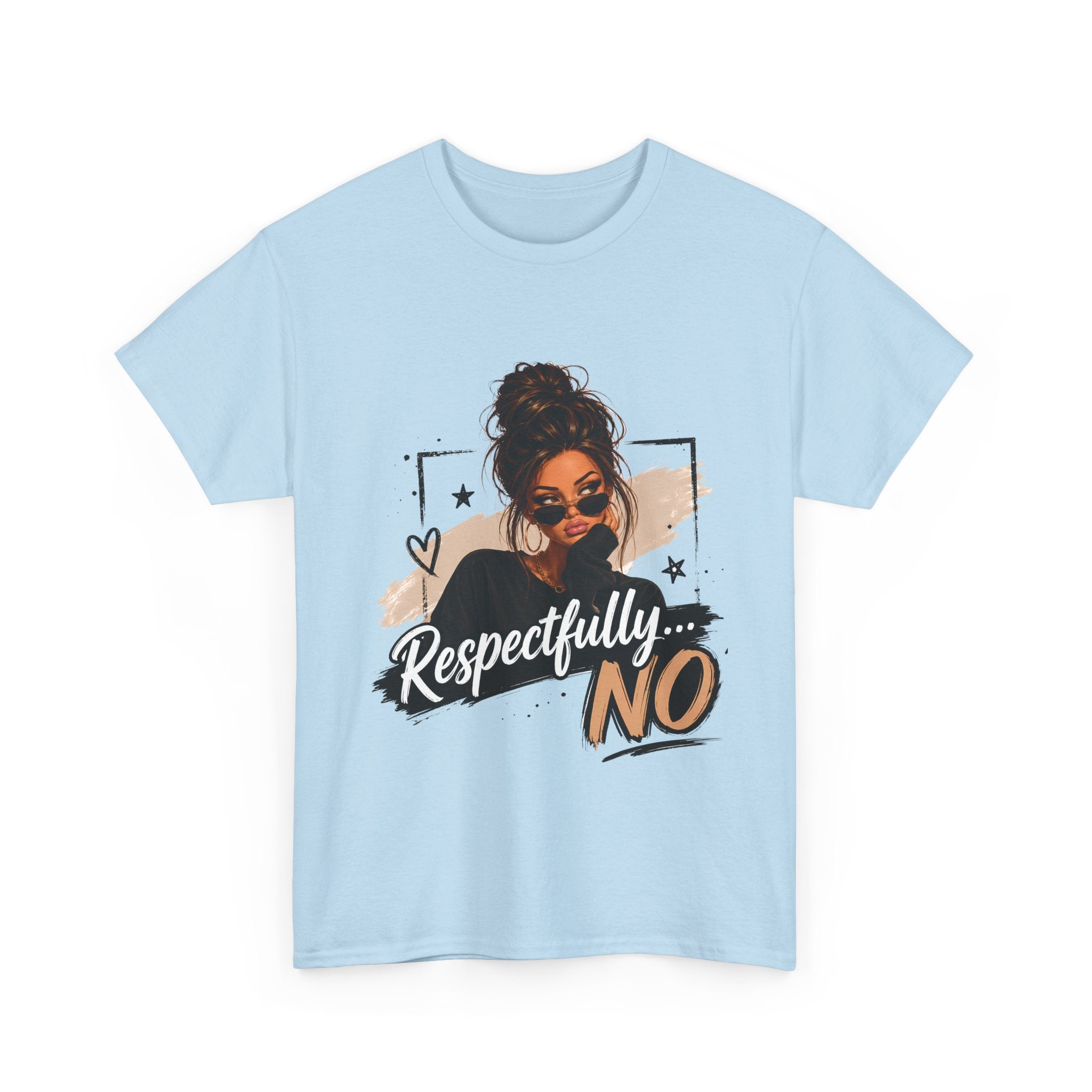 Respectfully No Tee — Graphic Statement Shirt with Woman Illustration