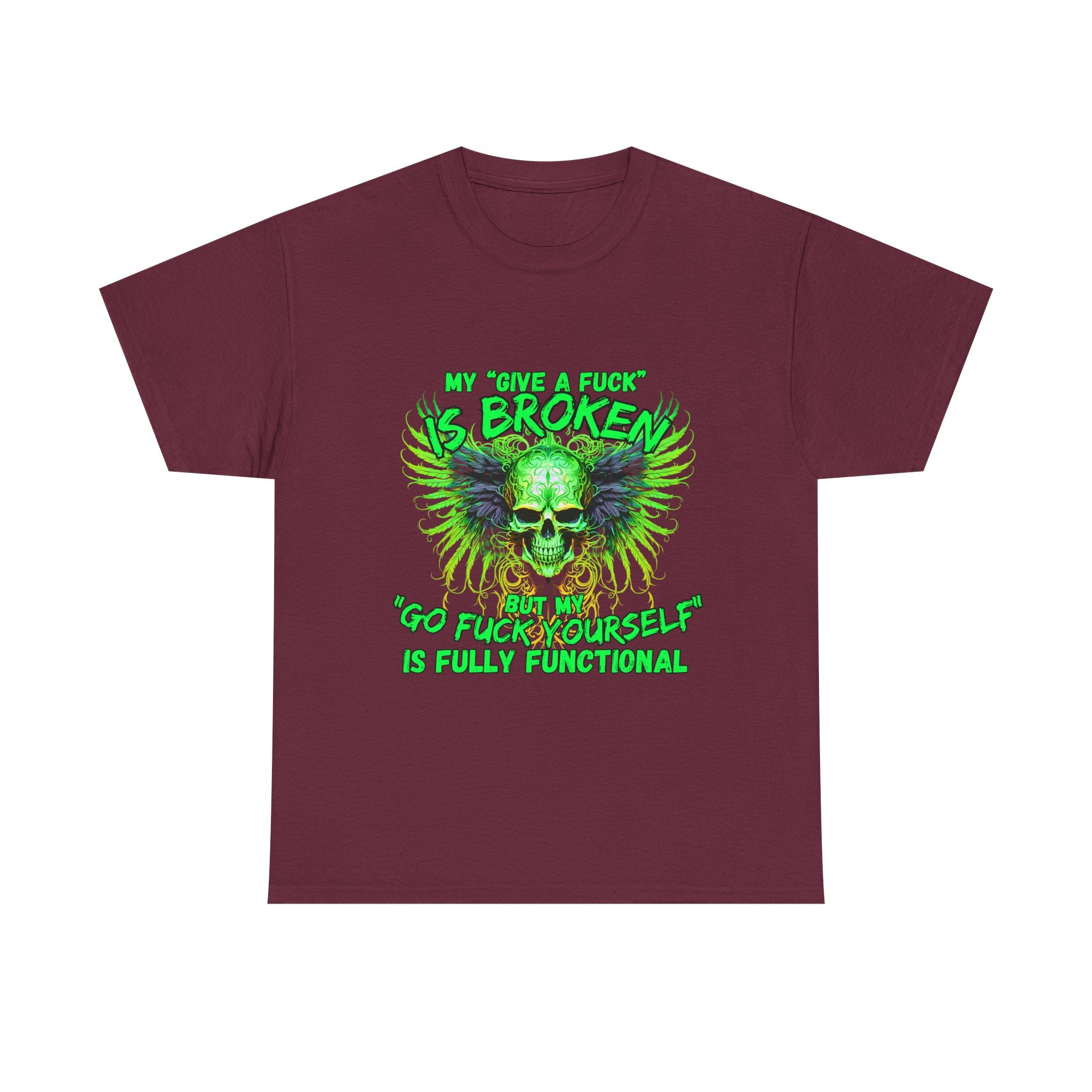 Graphic Tee — Green Skull 'My Other Half Is Broken, So Fuck Yourself' Punk T-Shirt