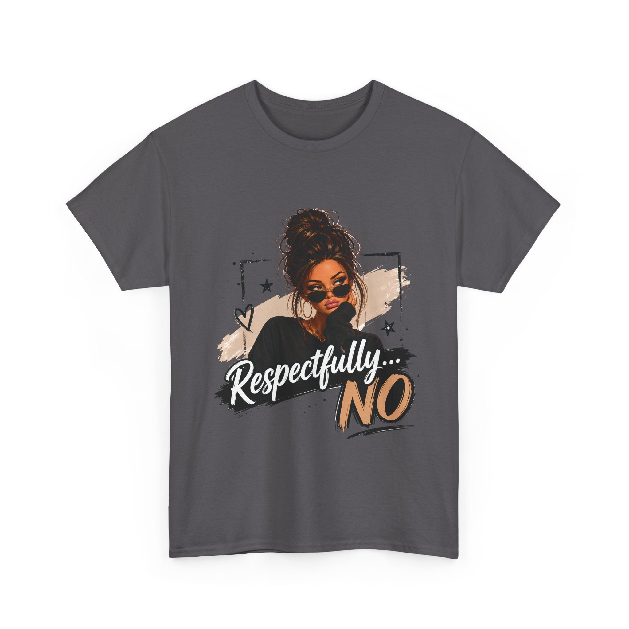 Respectfully No Tee — Graphic Statement Shirt with Woman Illustration