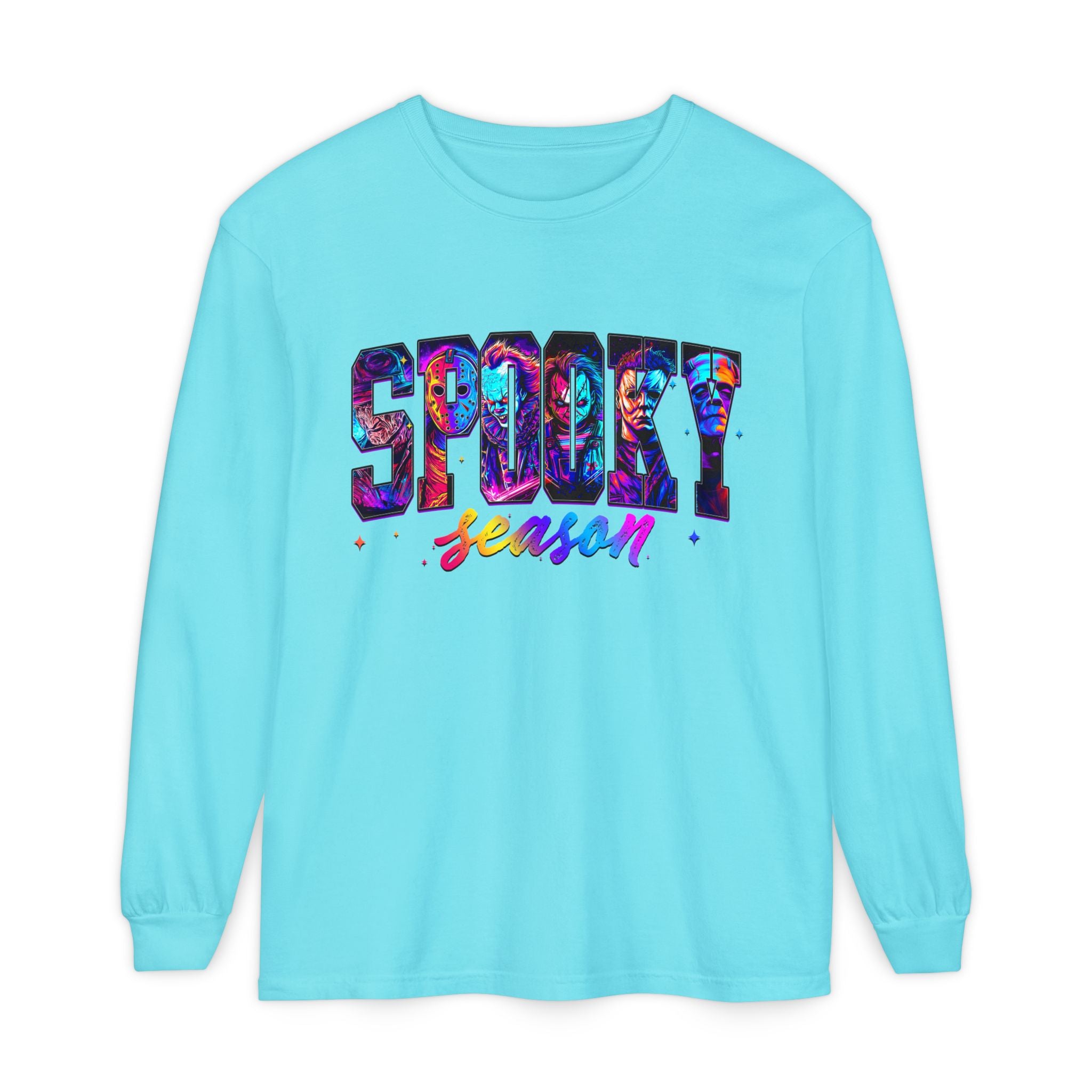 Spooky Season Long Sleeve Tee — Colorful Halloween Graphic
