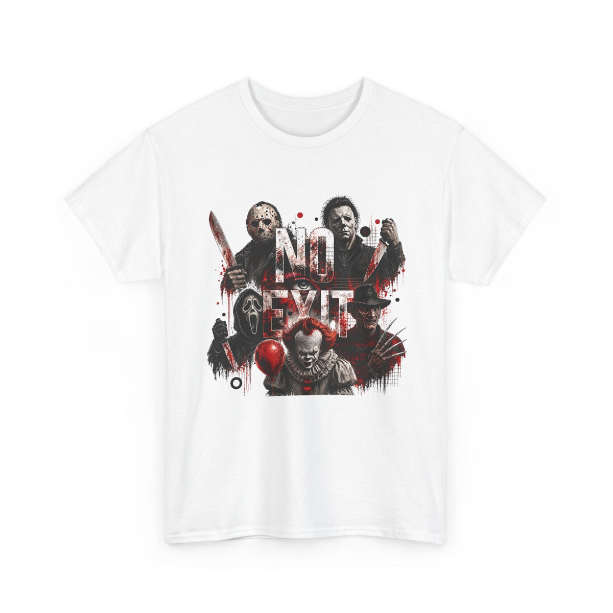 Horror Icons "No Exit" Graphic Tee — Retro Slasher Movie T-Shirt