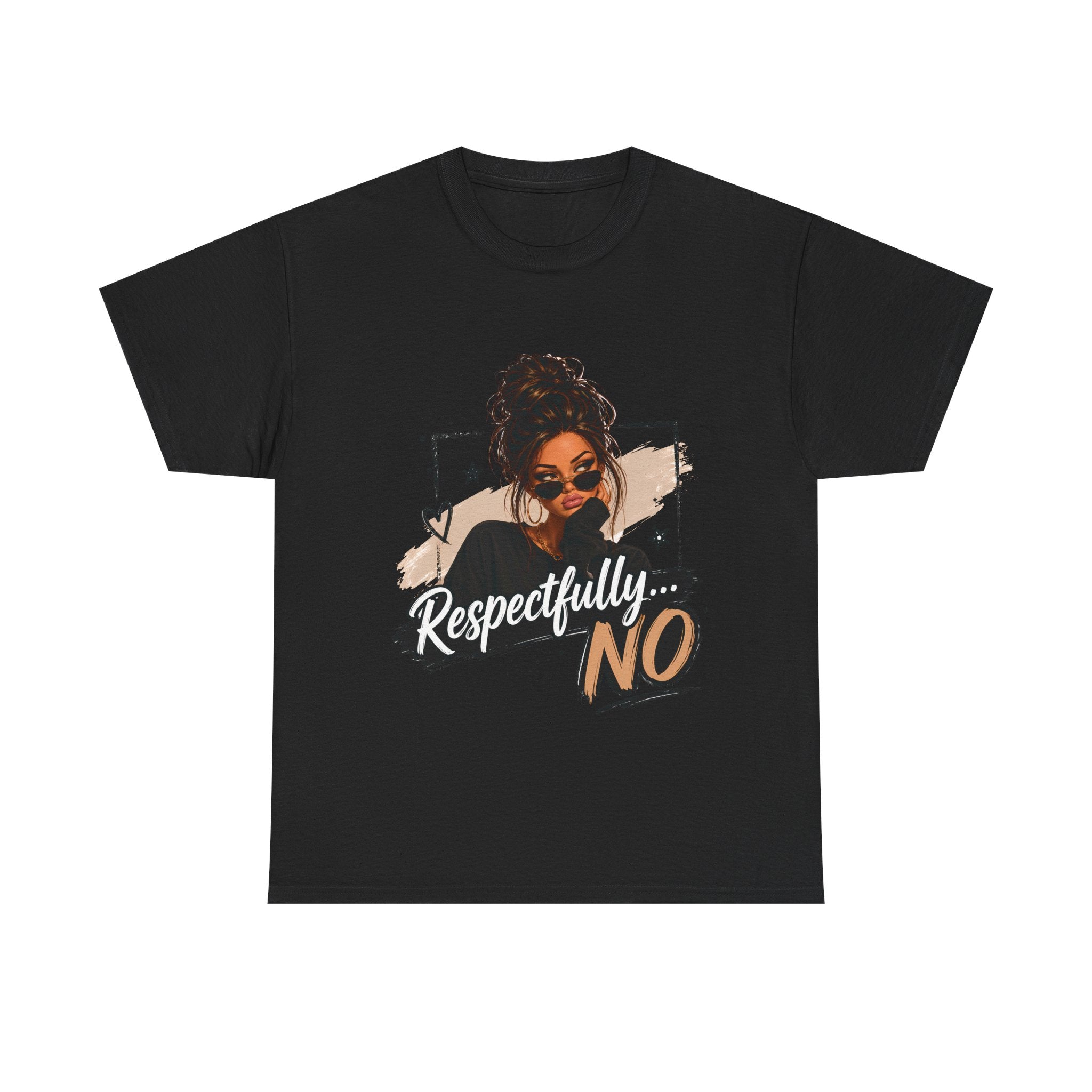 Respectfully No Tee — Graphic Statement Shirt with Woman Illustration