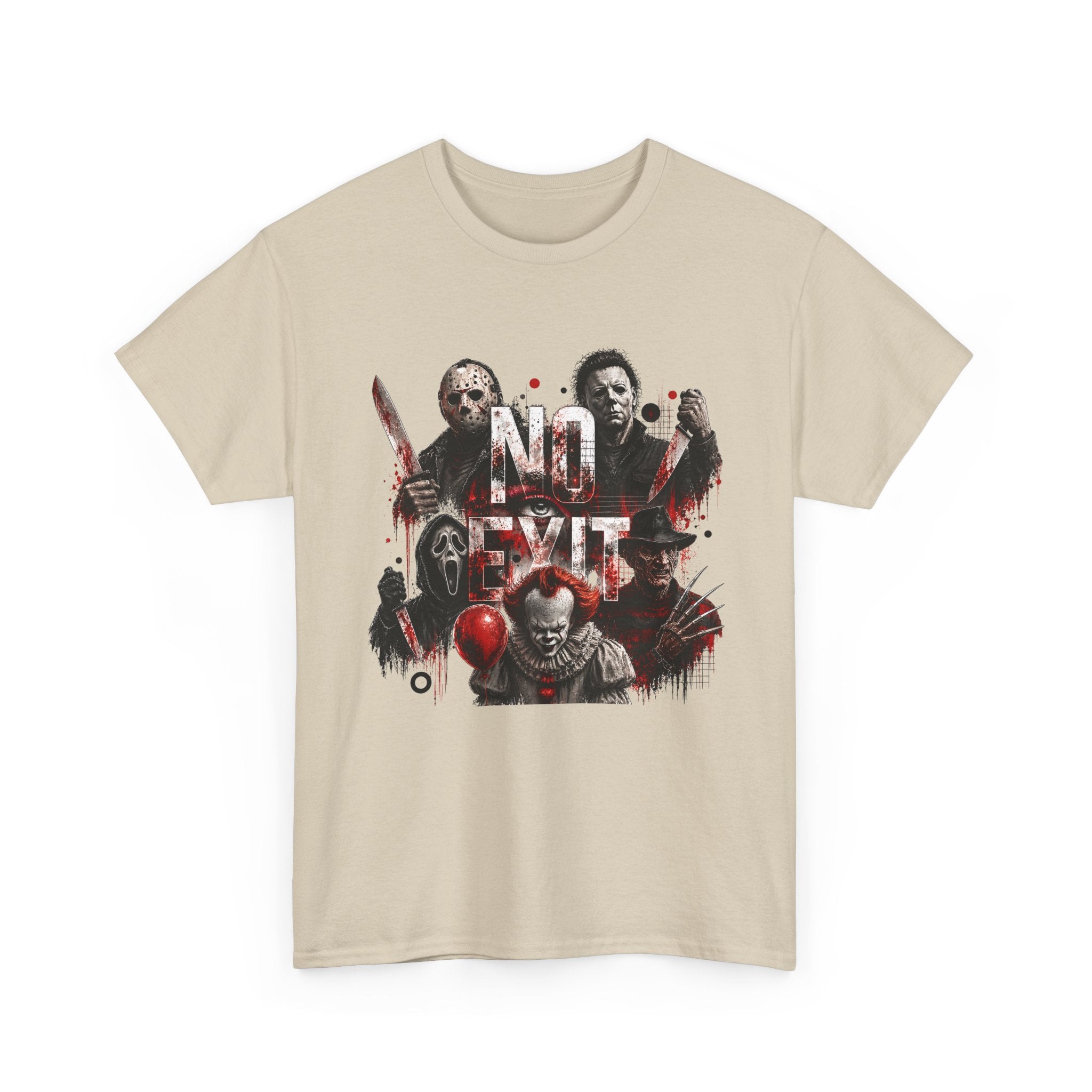 Horror Icons "No Exit" Graphic Tee — Retro Slasher Movie T-Shirt