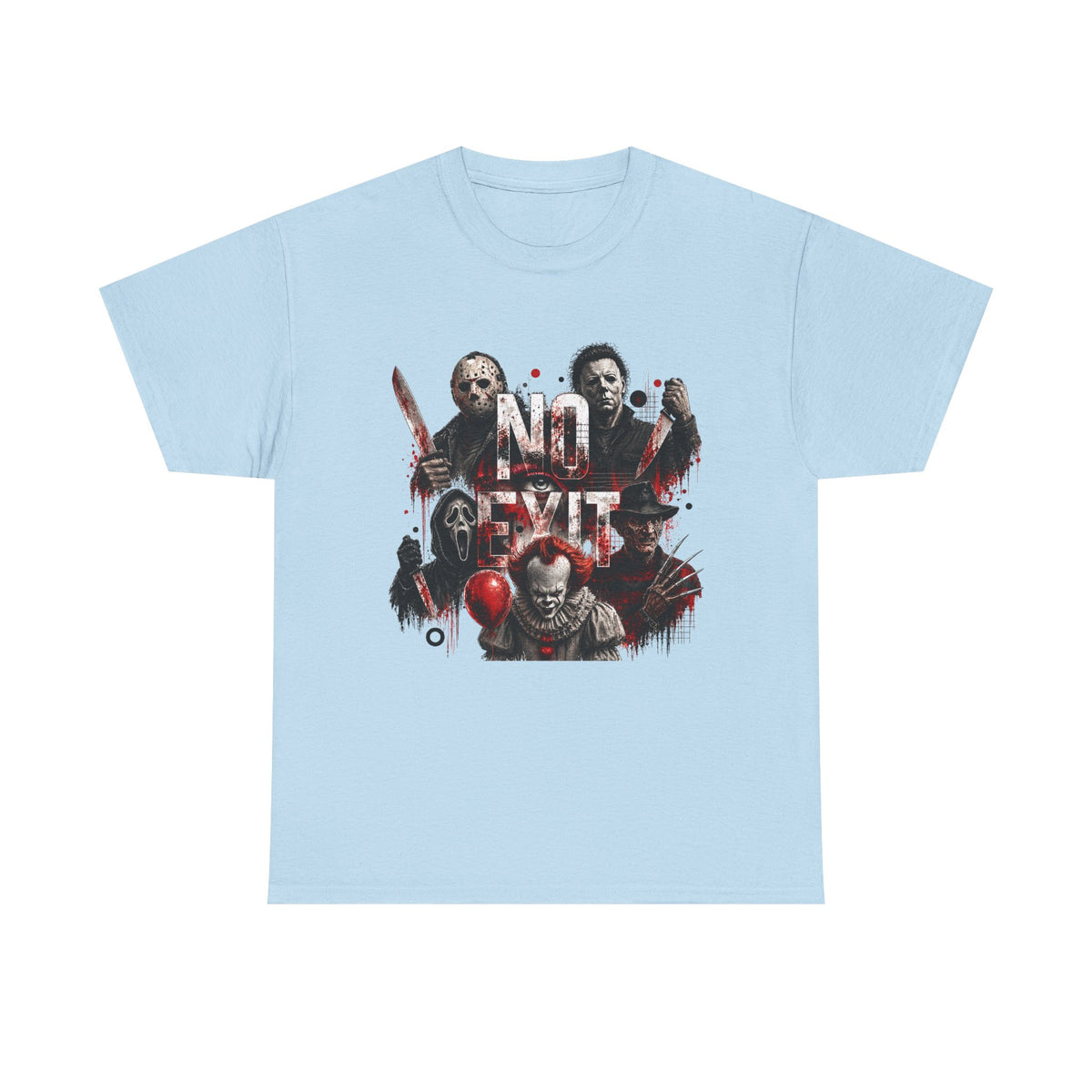 Horror Icons "No Exit" Graphic Tee — Retro Slasher Movie T-Shirt