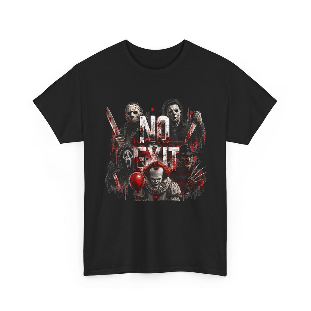 Horror Icons "No Exit" Graphic Tee — Retro Slasher Movie T-Shirt