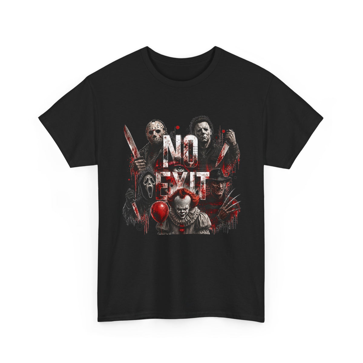 Horror Icons "No Exit" Graphic Tee — Retro Slasher Movie T-Shirt