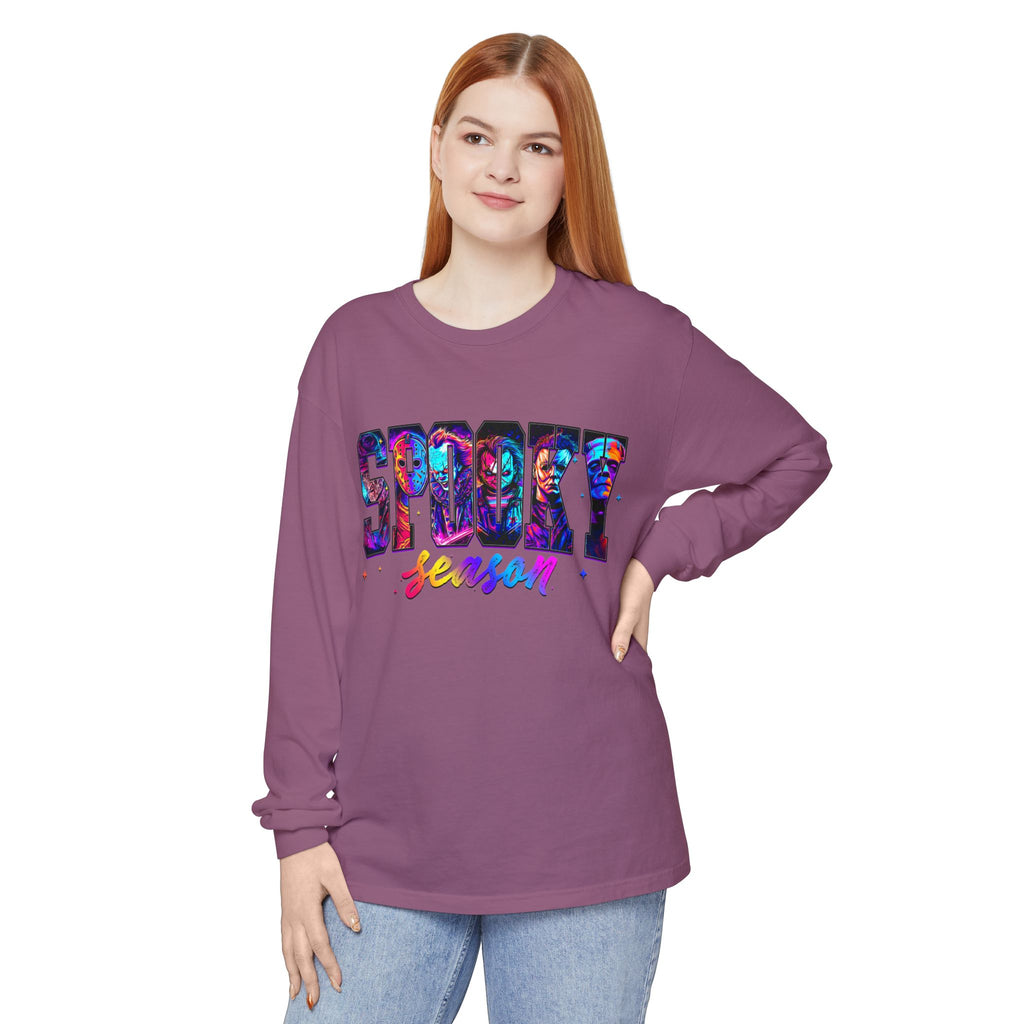 Spooky Season Long Sleeve Tee — Colorful Halloween Graphic