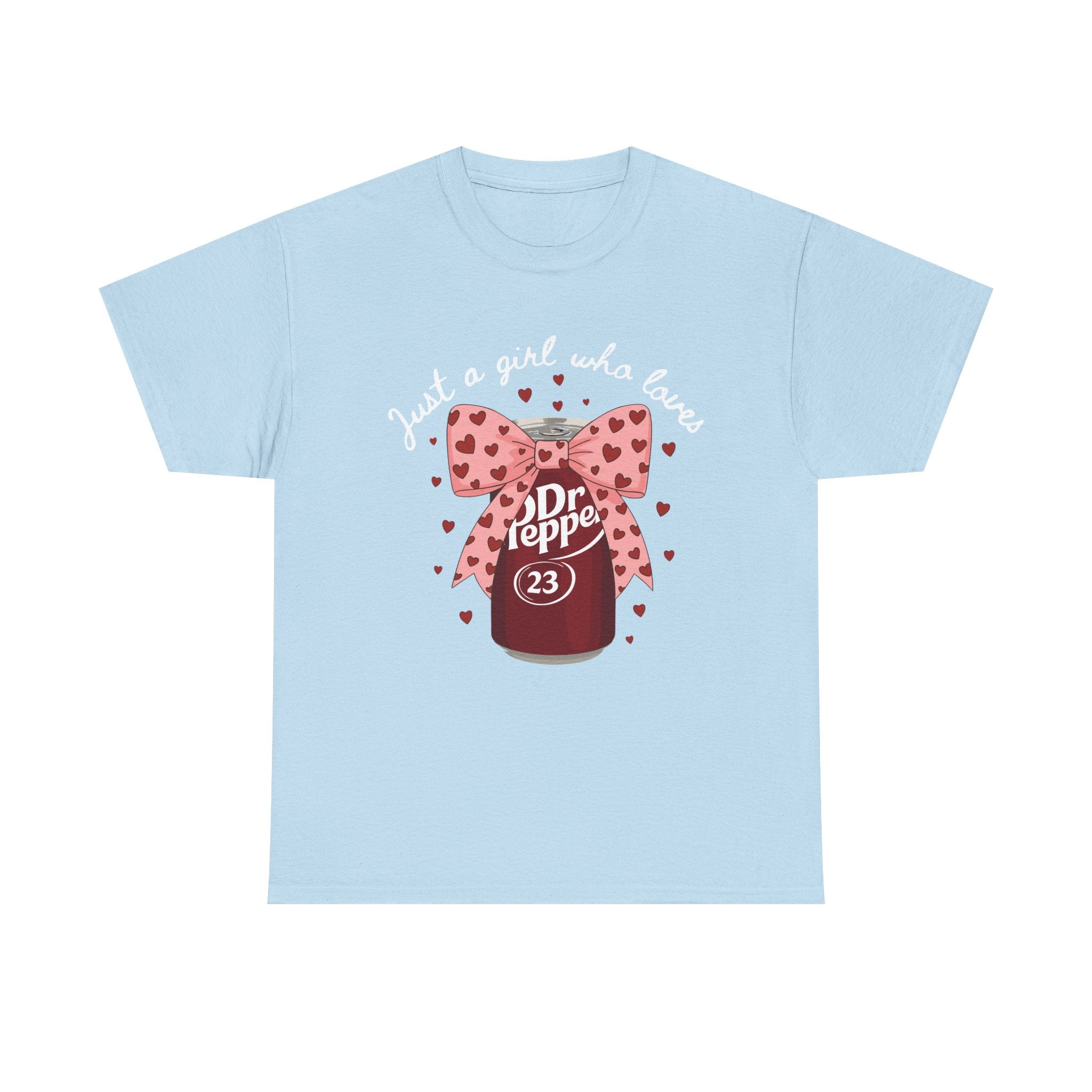 Dr Pepper 23 Tee — "Just a Girl Who Loves" Cute Soda Bow T-Shirt