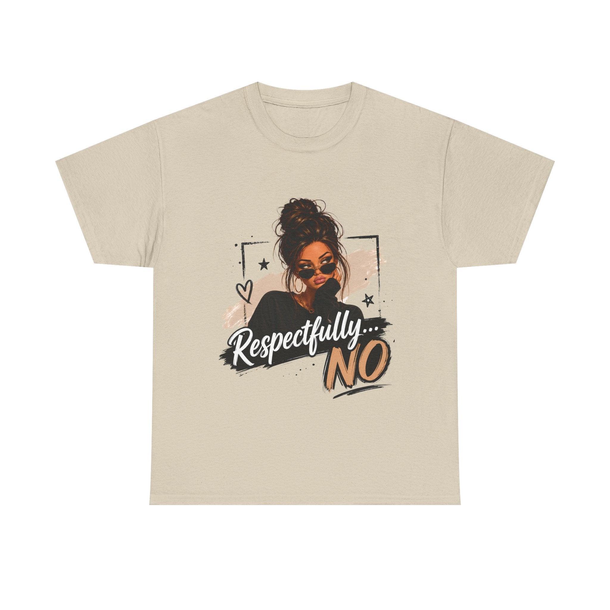 Respectfully No Tee — Graphic Statement Shirt with Woman Illustration