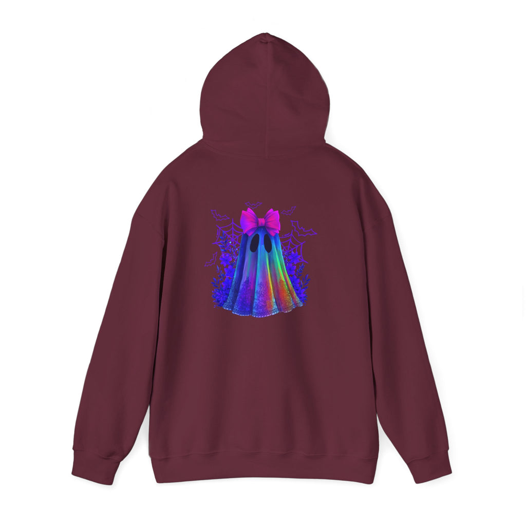 Colorful Ghost Hoodie with Bow — Cute Rainbow Halloween Pullover