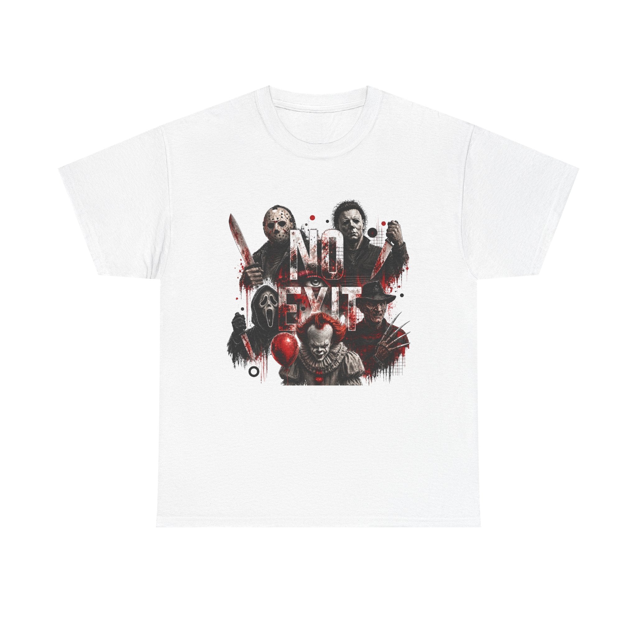 Horror Icons "No Exit" Graphic Tee — Retro Slasher Movie T-Shirt