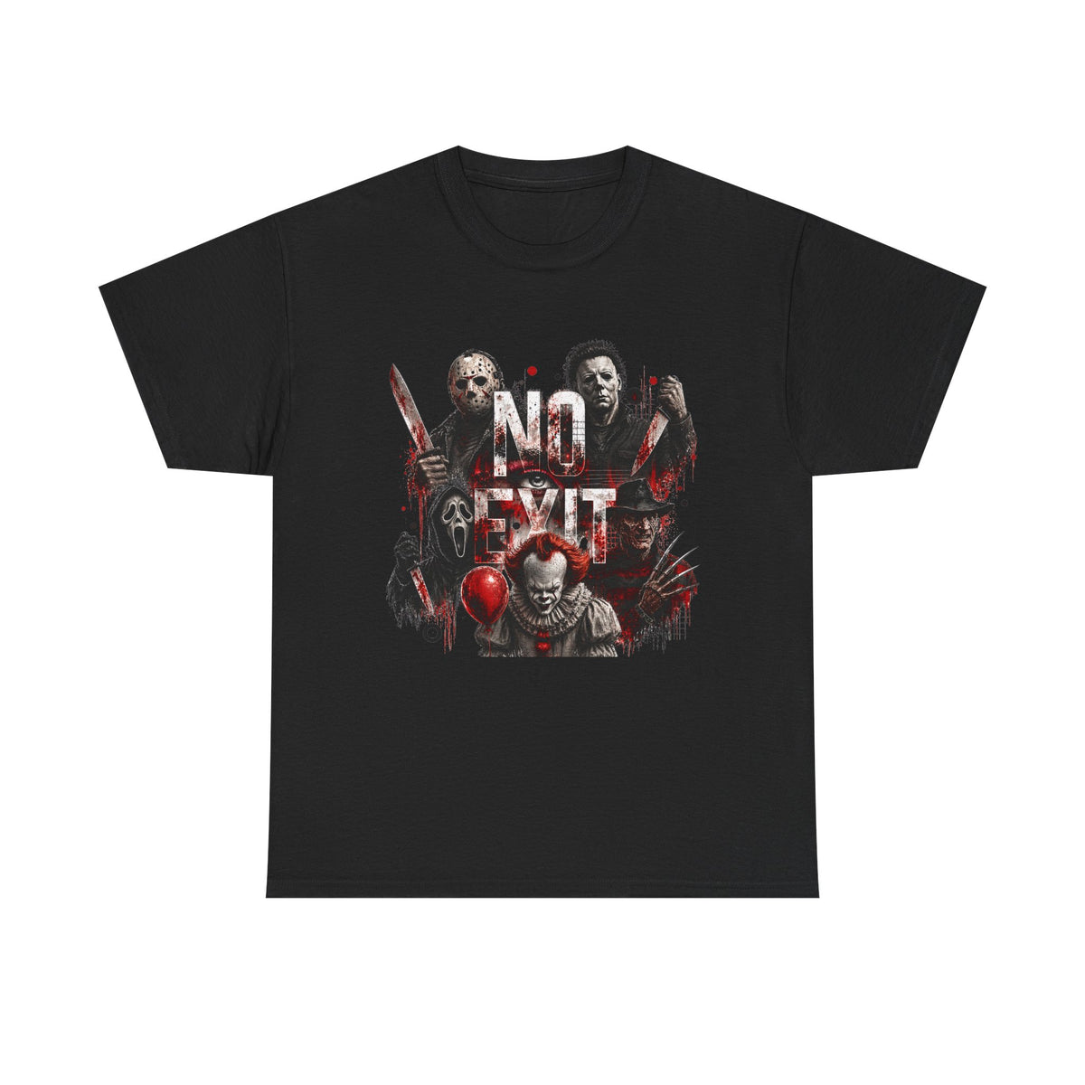 Horror Icons "No Exit" Graphic Tee — Retro Slasher Movie T-Shirt