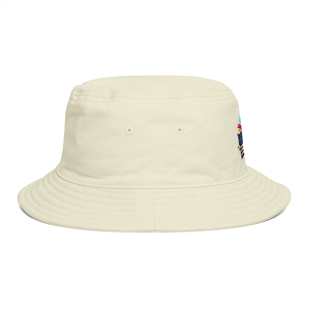 Patriotic Fireworks American Flag Bucket Hat — 4th of July USA Celebration Hat