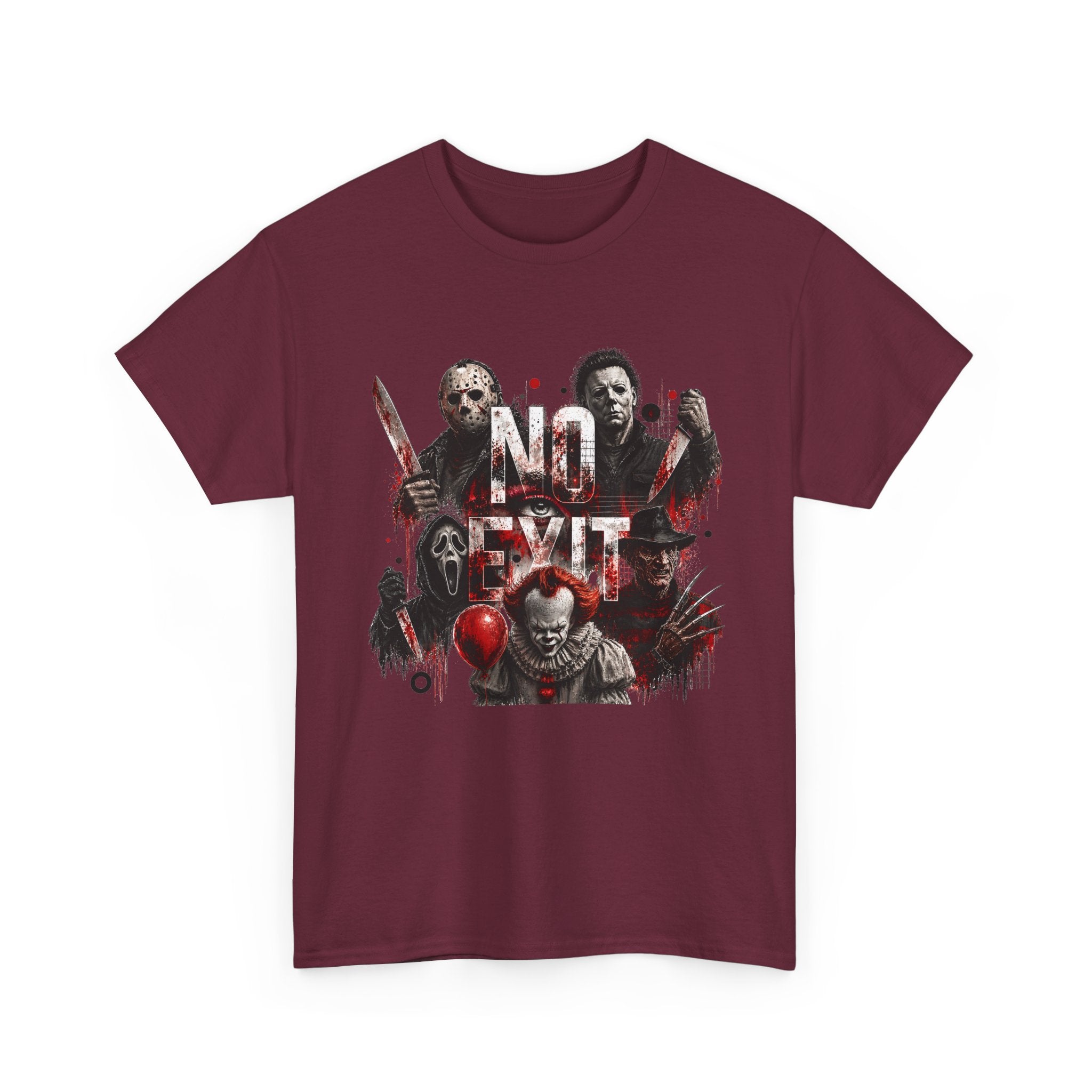 Horror Icons "No Exit" Graphic Tee — Retro Slasher Movie T-Shirt