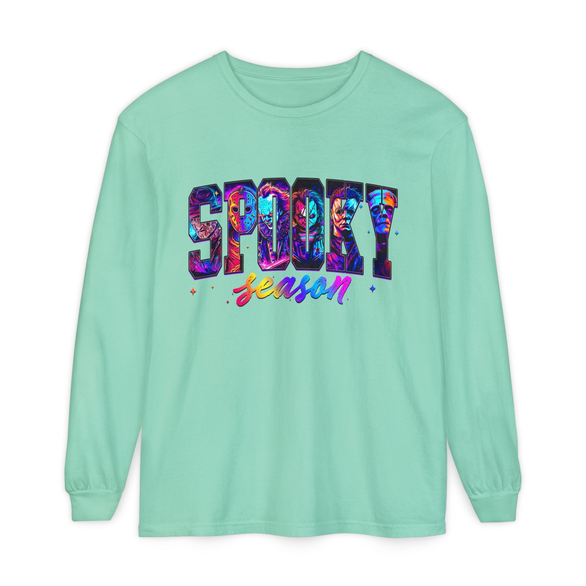 Spooky Season Long Sleeve Tee — Colorful Halloween Graphic