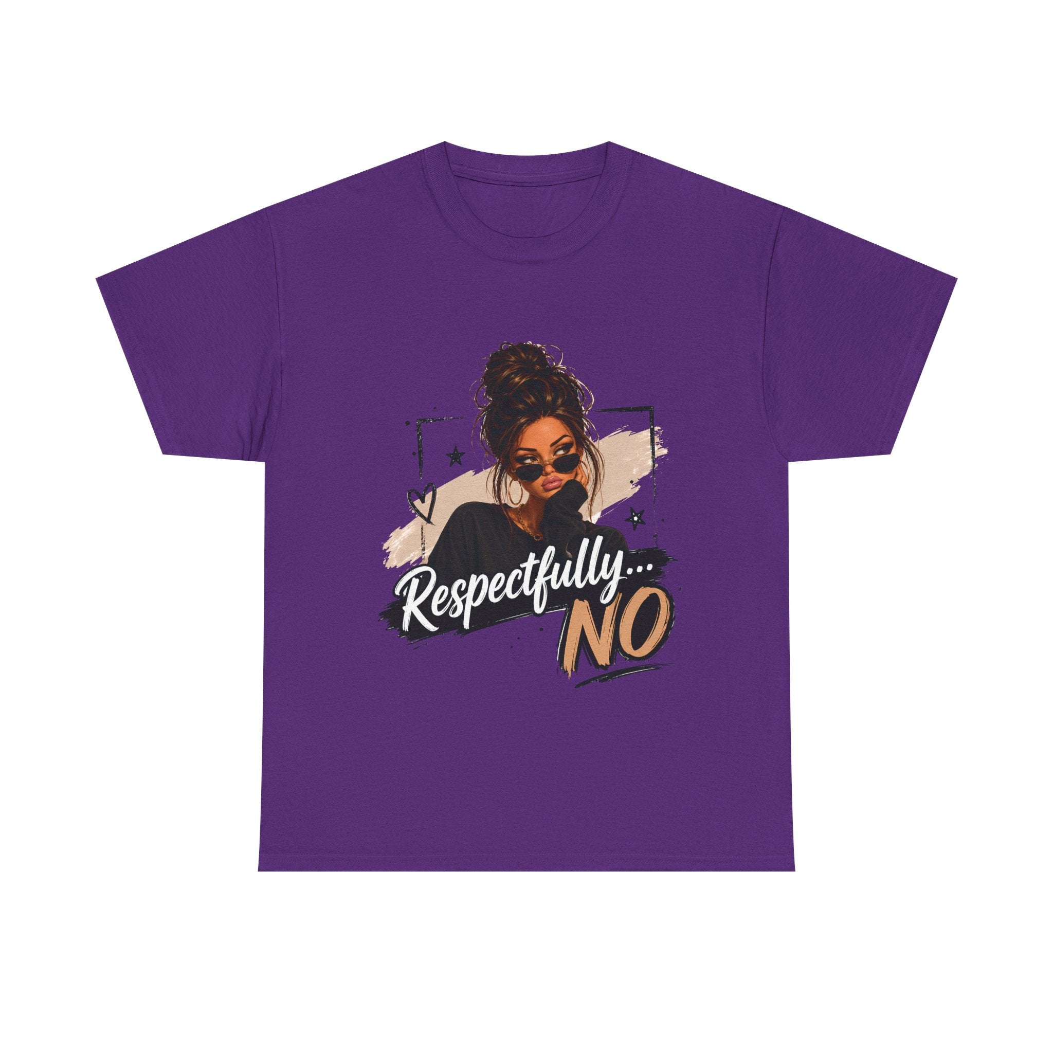 Respectfully No Tee — Graphic Statement Shirt with Woman Illustration