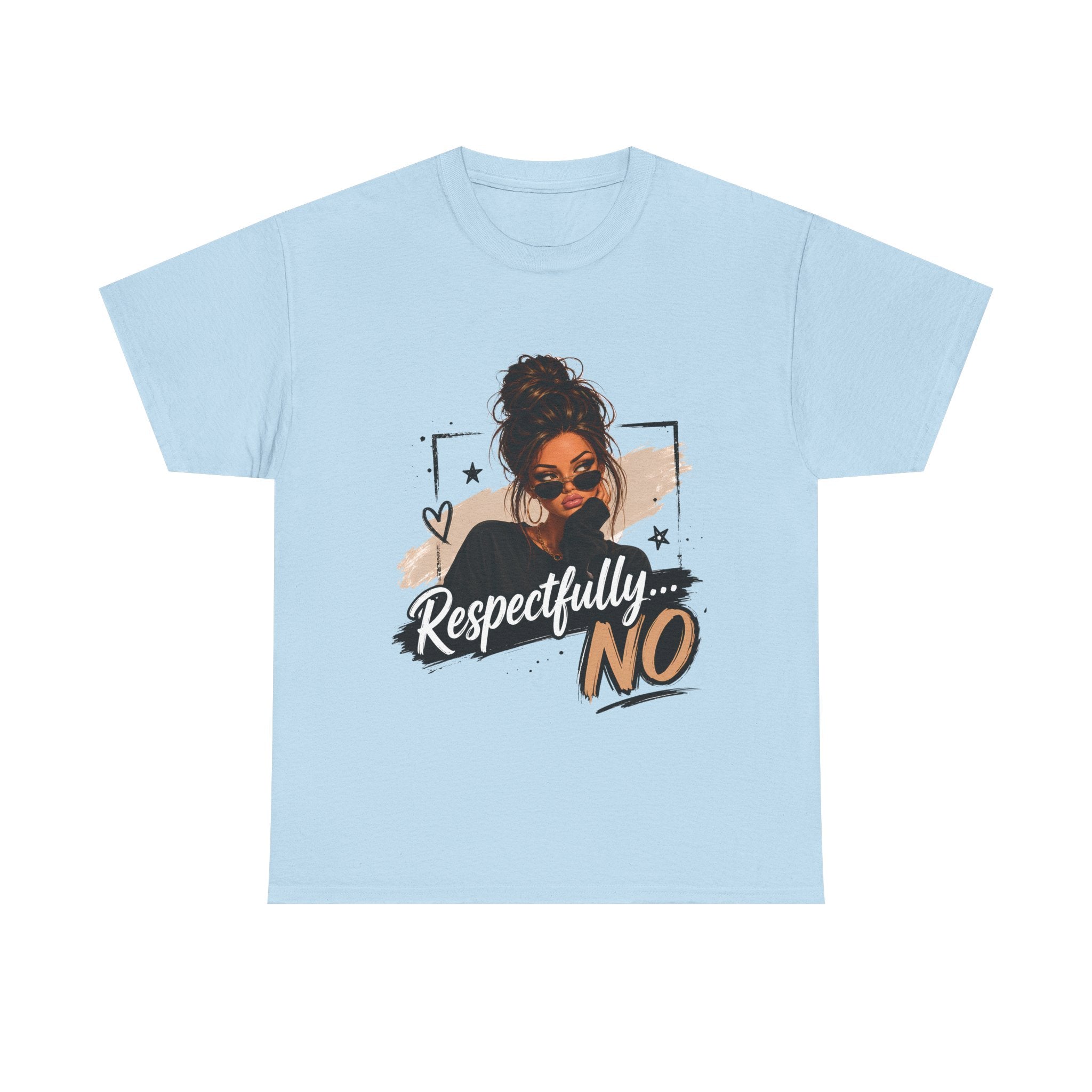 Respectfully No Tee — Graphic Statement Shirt with Woman Illustration