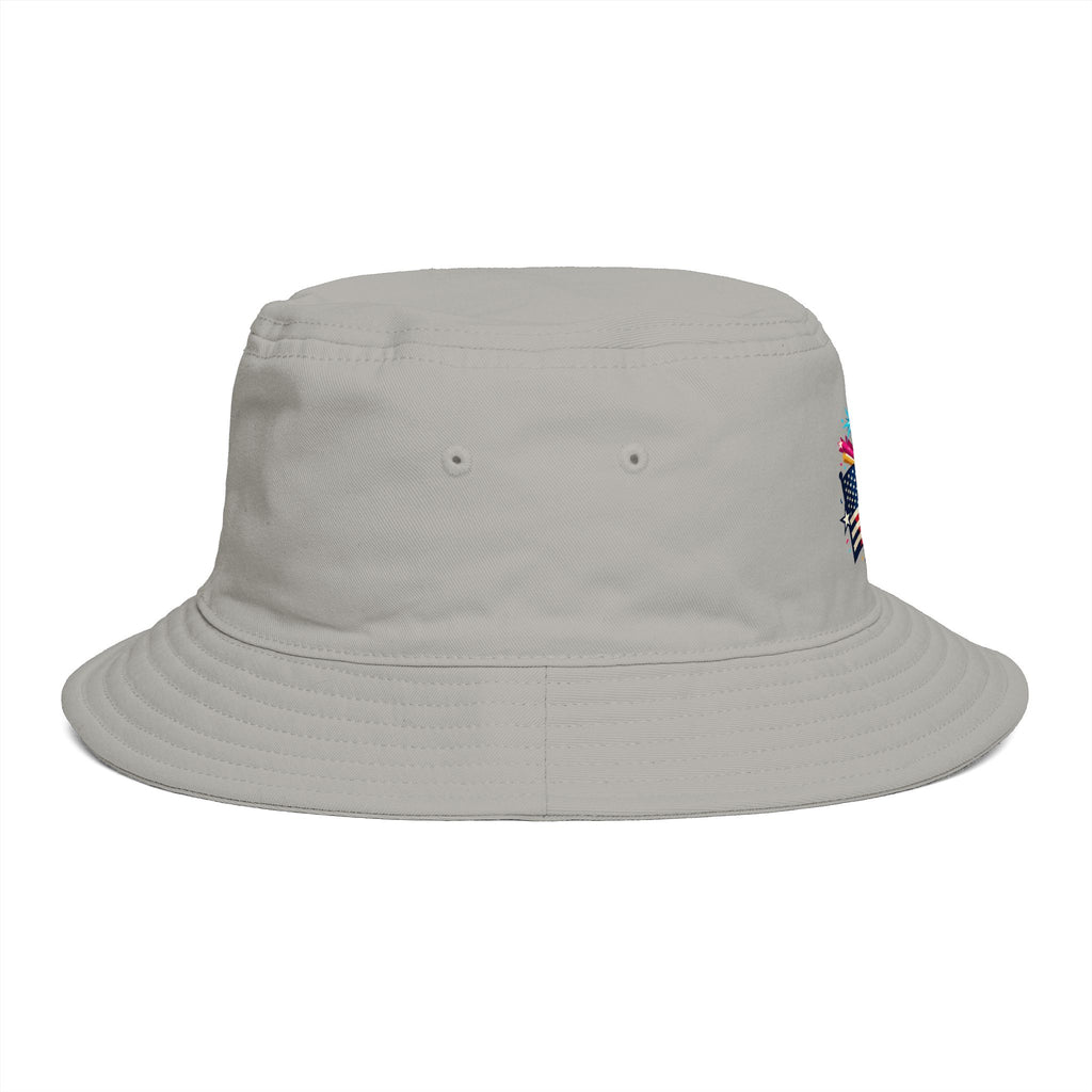 Patriotic Fireworks American Flag Bucket Hat — 4th of July USA Celebration Hat