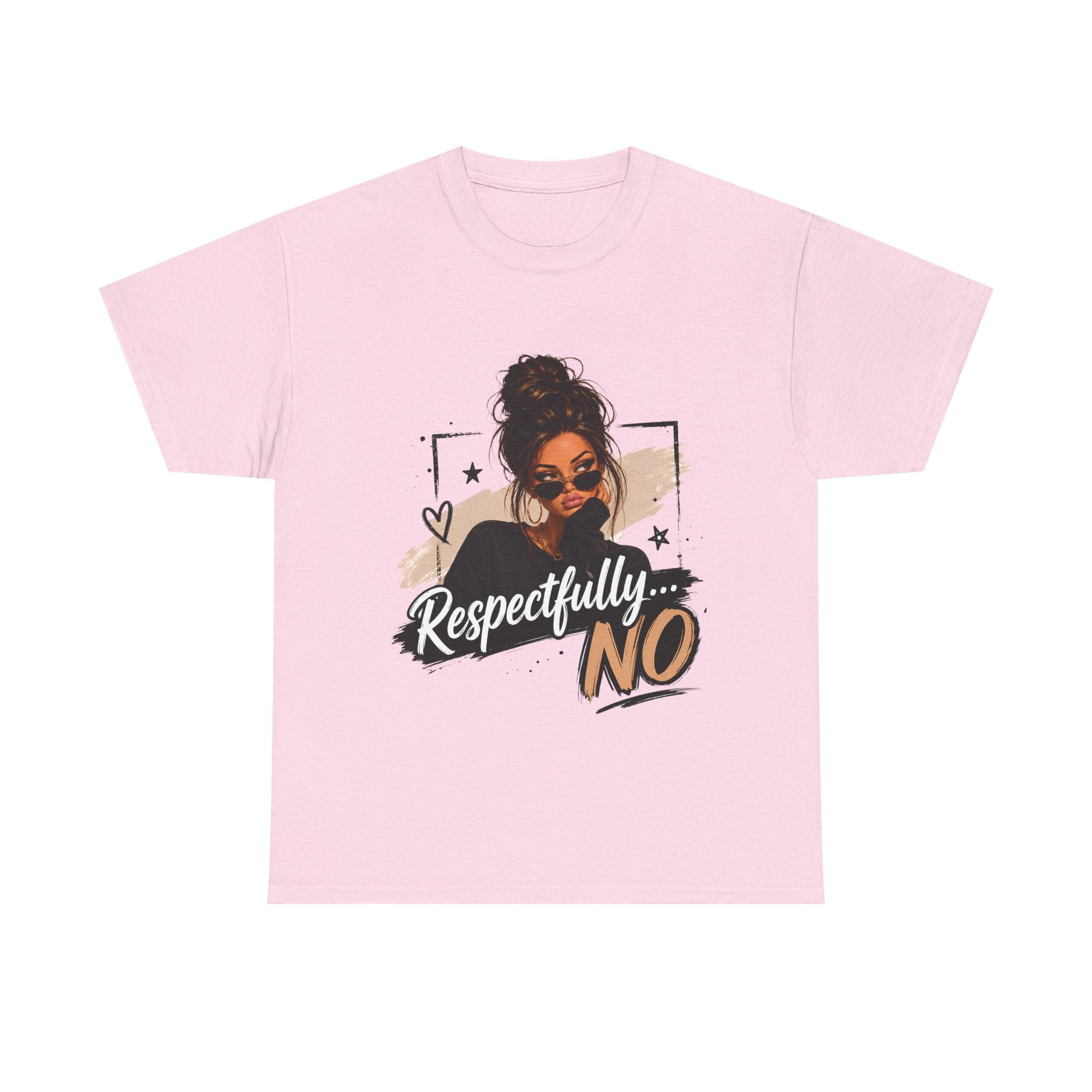 Respectfully No Tee — Graphic Statement Shirt with Woman Illustration