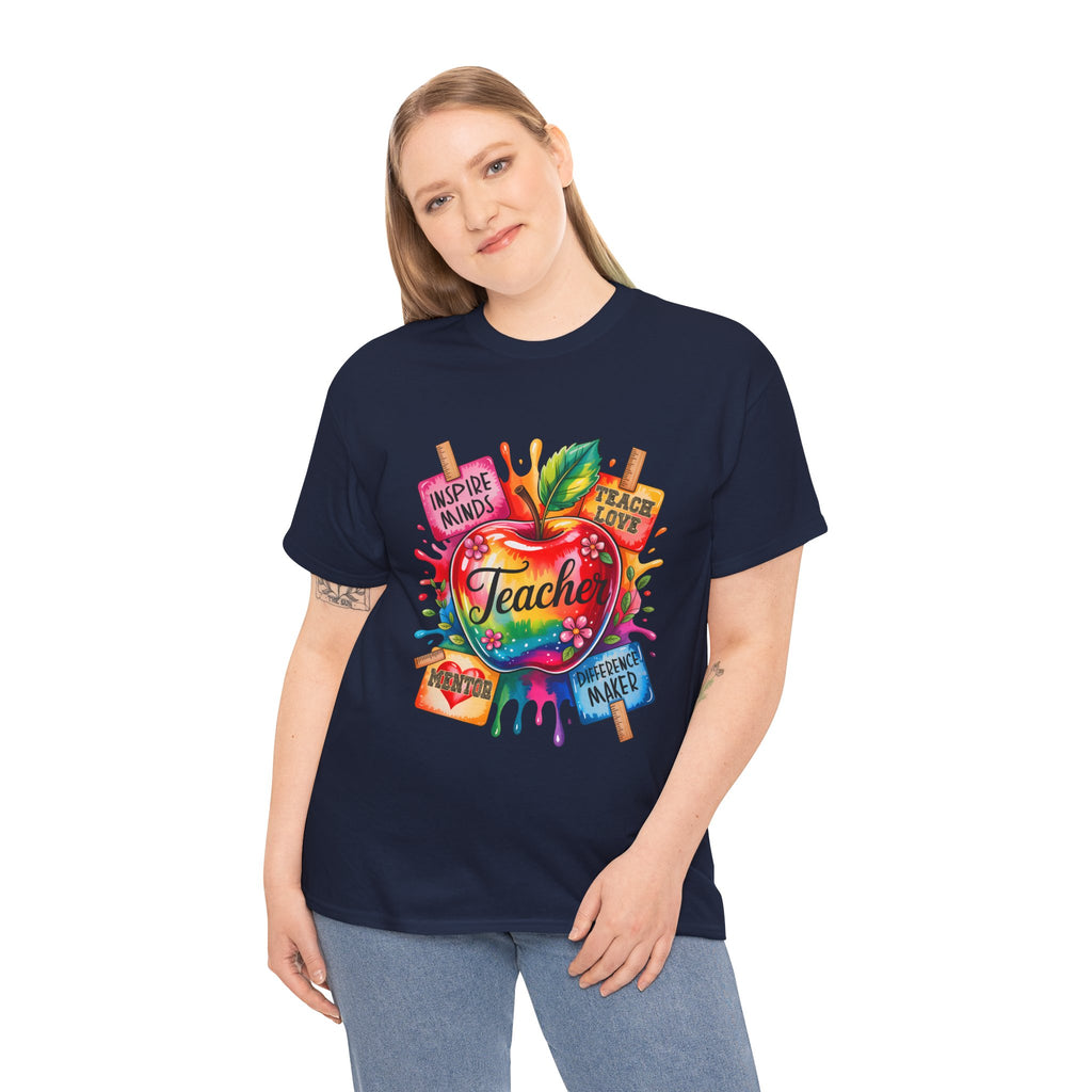 Colorful Apple Teacher T‑Shirt – Inspire Minds | Back to School Gift