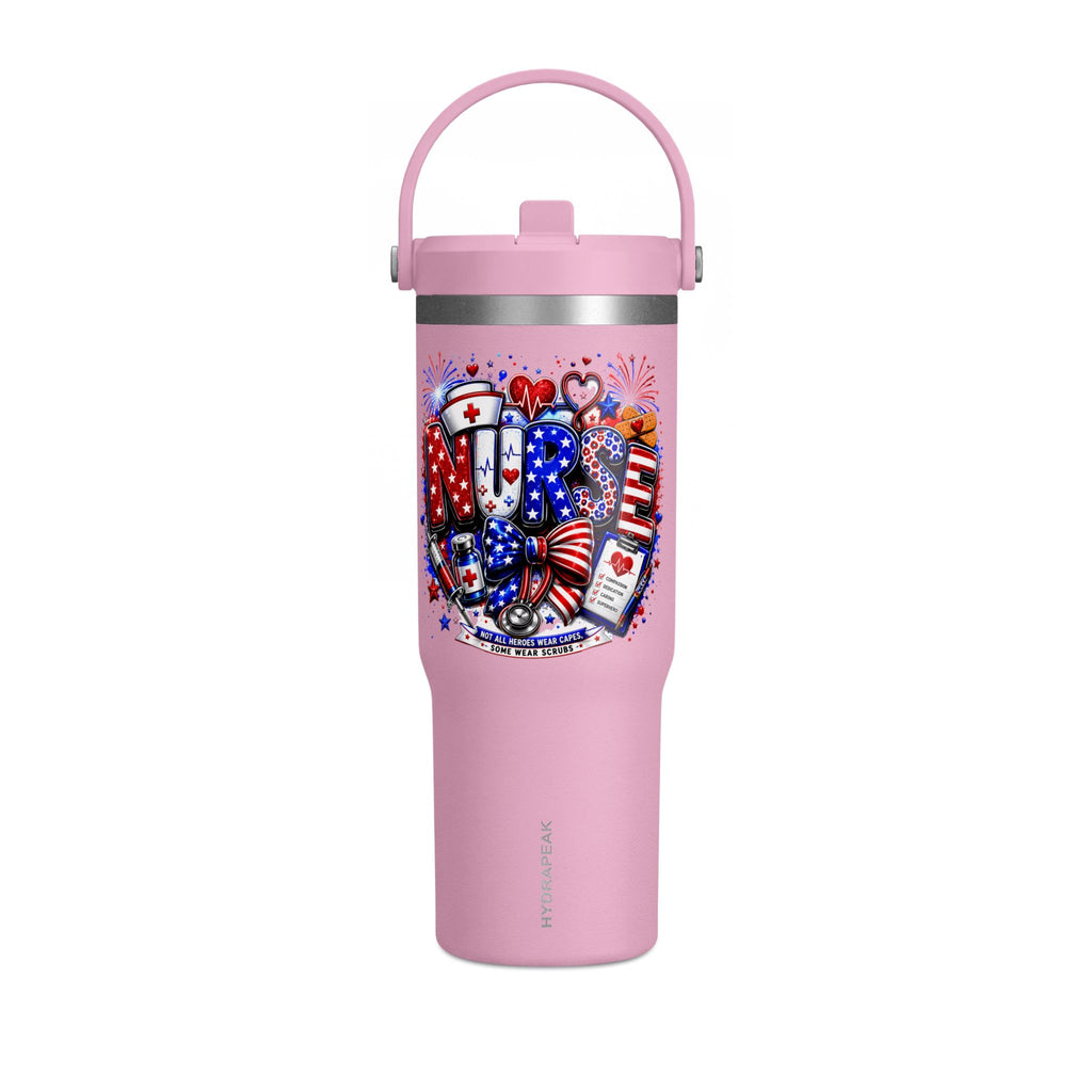 32oz Nomad Tumbler — Patriotic Nurse Design (Red White Blue)