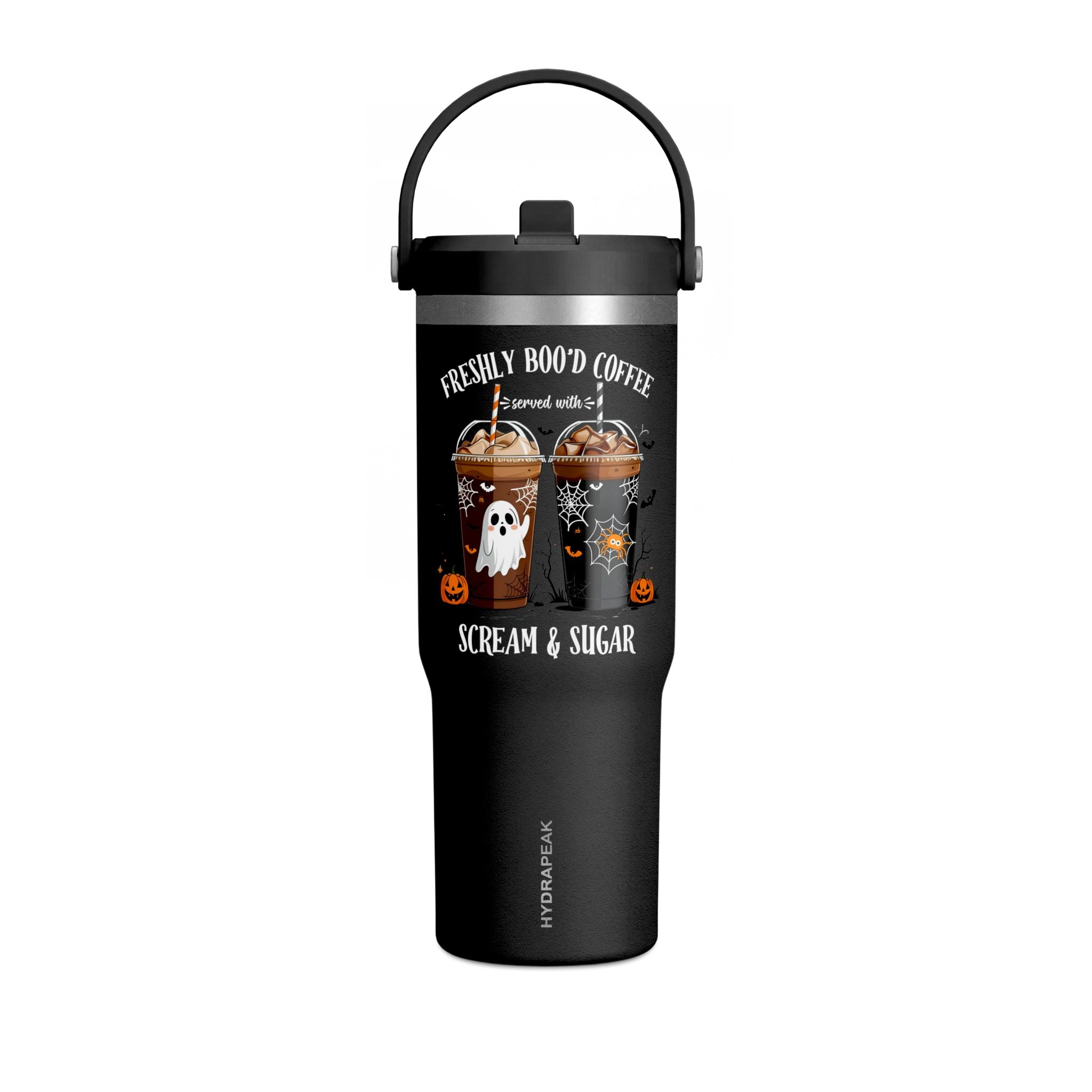 Halloween Coffee Tumbler — “Freshly Boo’d Coffee” 32oz Insulated Travel Cup