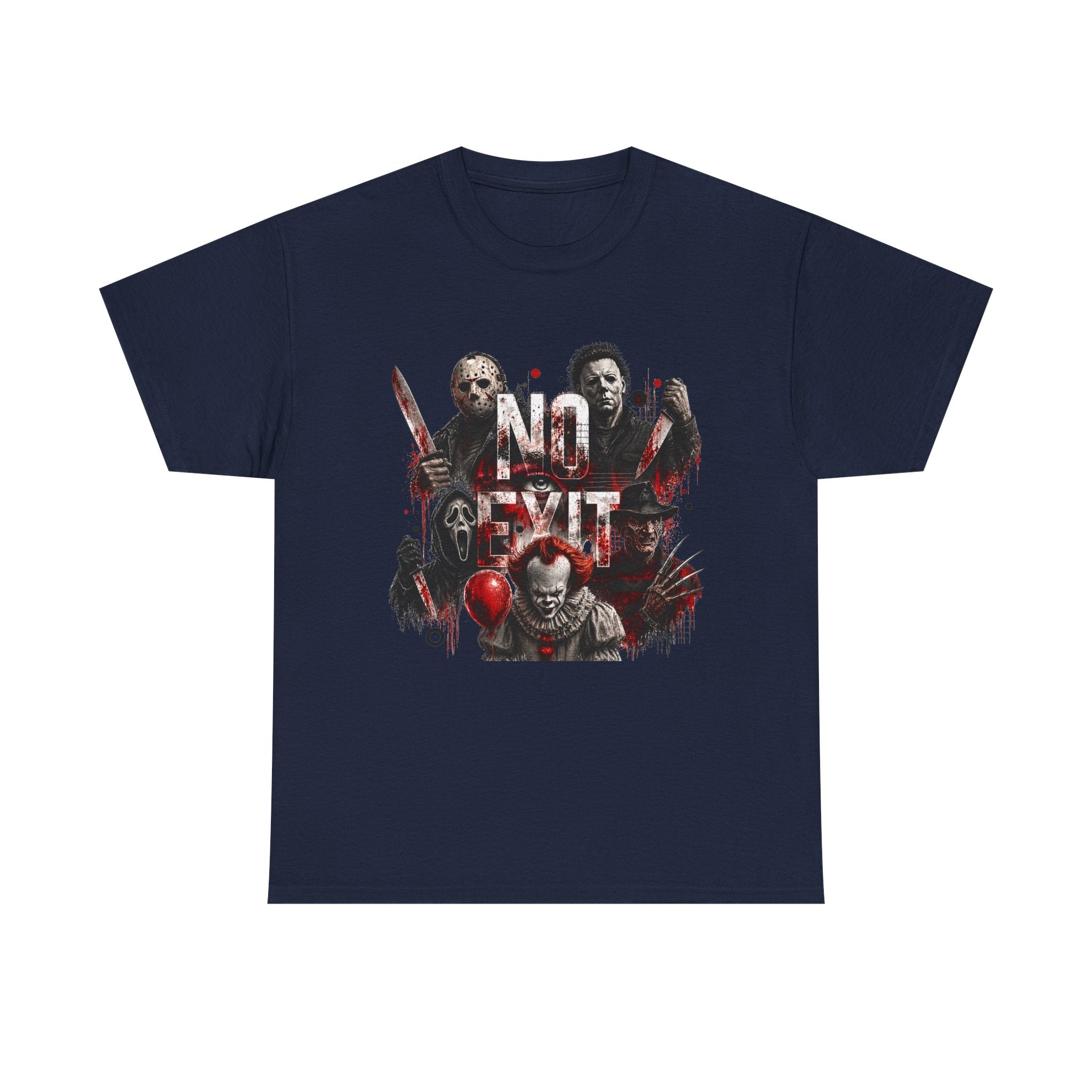 Horror Icons "No Exit" Graphic Tee — Retro Slasher Movie T-Shirt