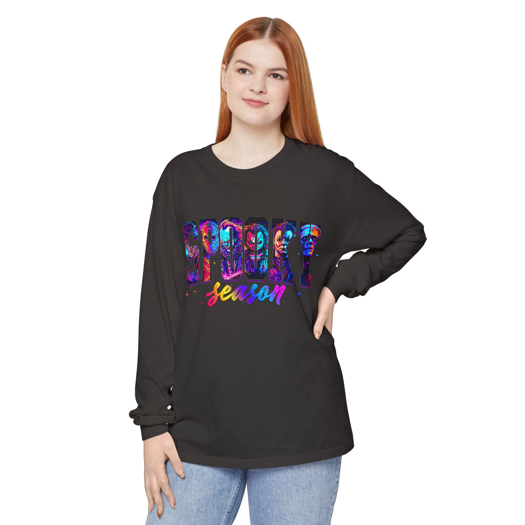 Spooky Season Long Sleeve Tee — Colorful Halloween Graphic