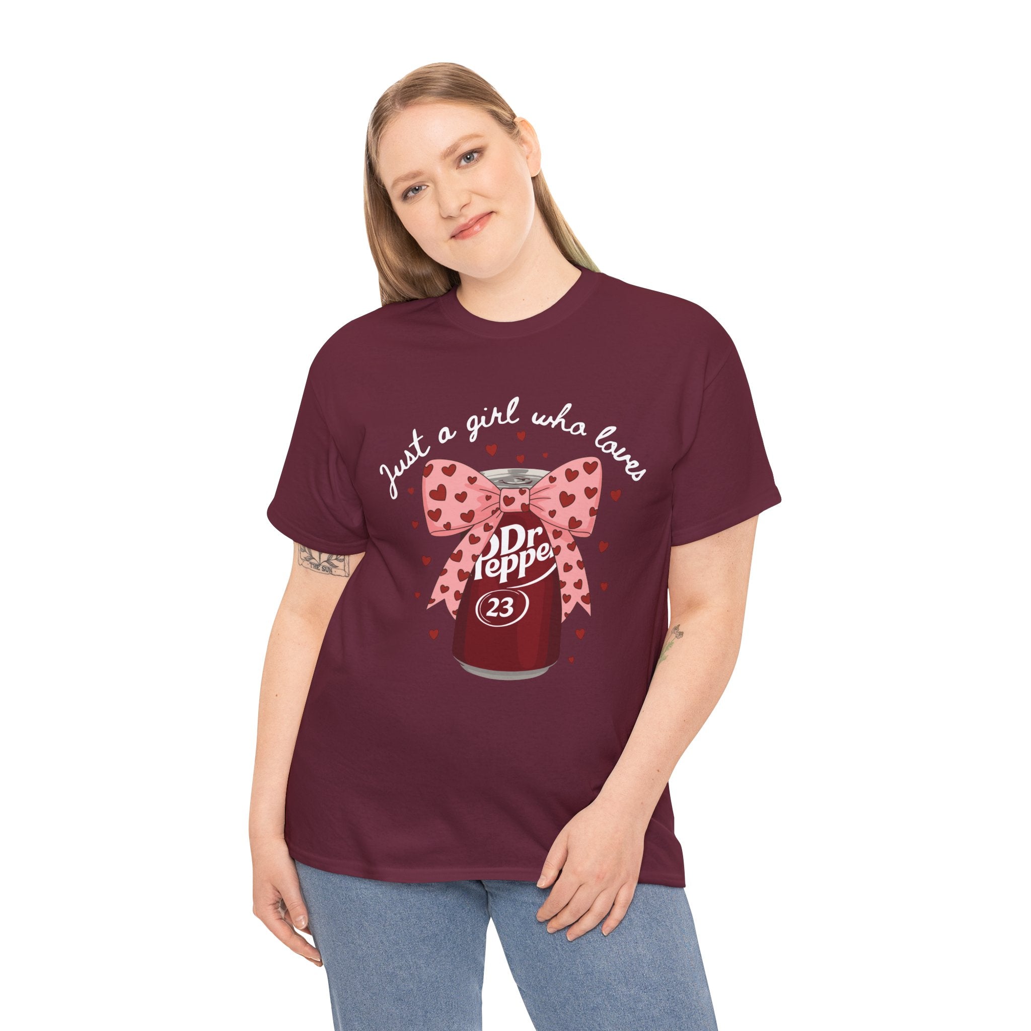 Dr Pepper 23 Tee — "Just a Girl Who Loves" Cute Soda Bow T-Shirt