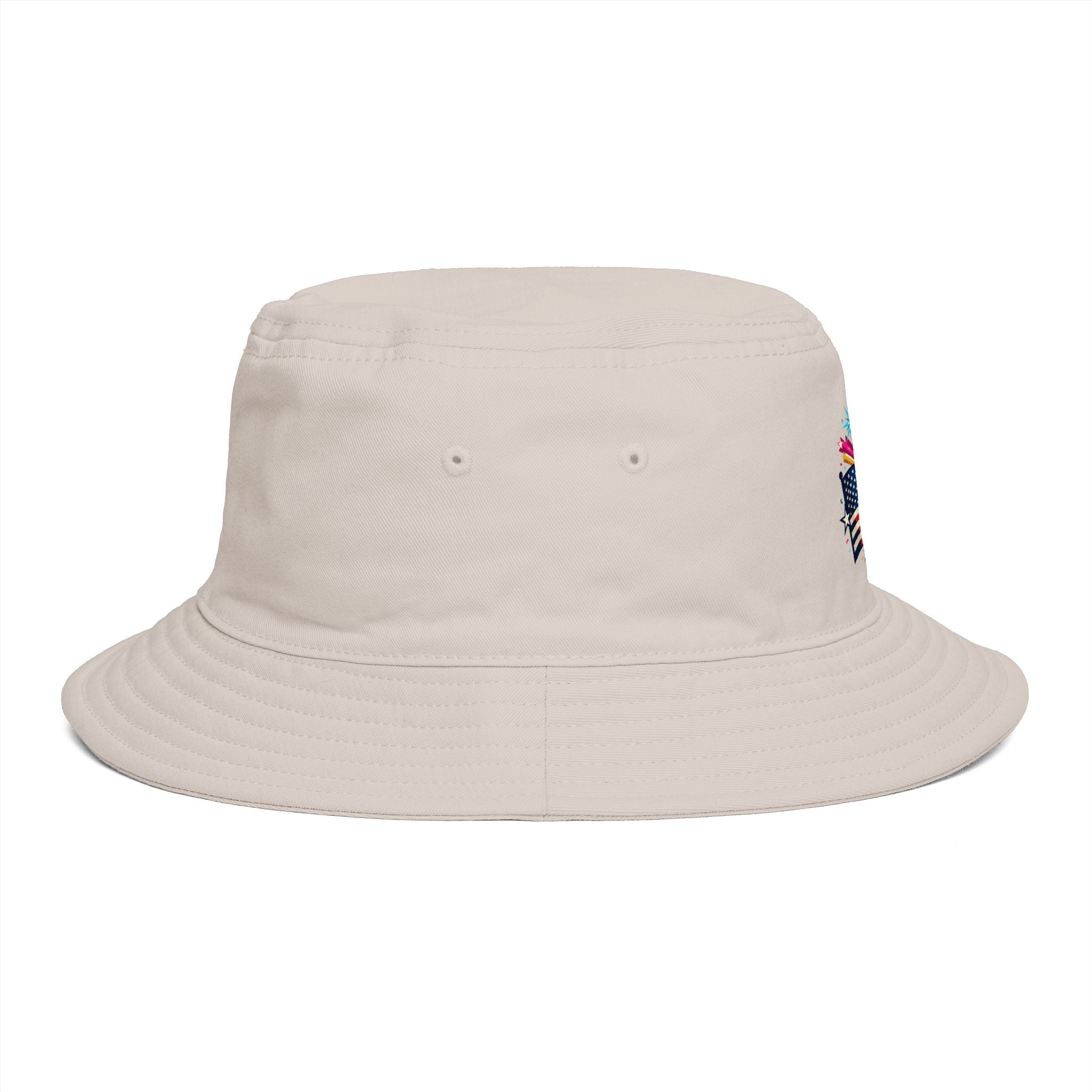 Patriotic Fireworks American Flag Bucket Hat — 4th of July USA Celebration Hat