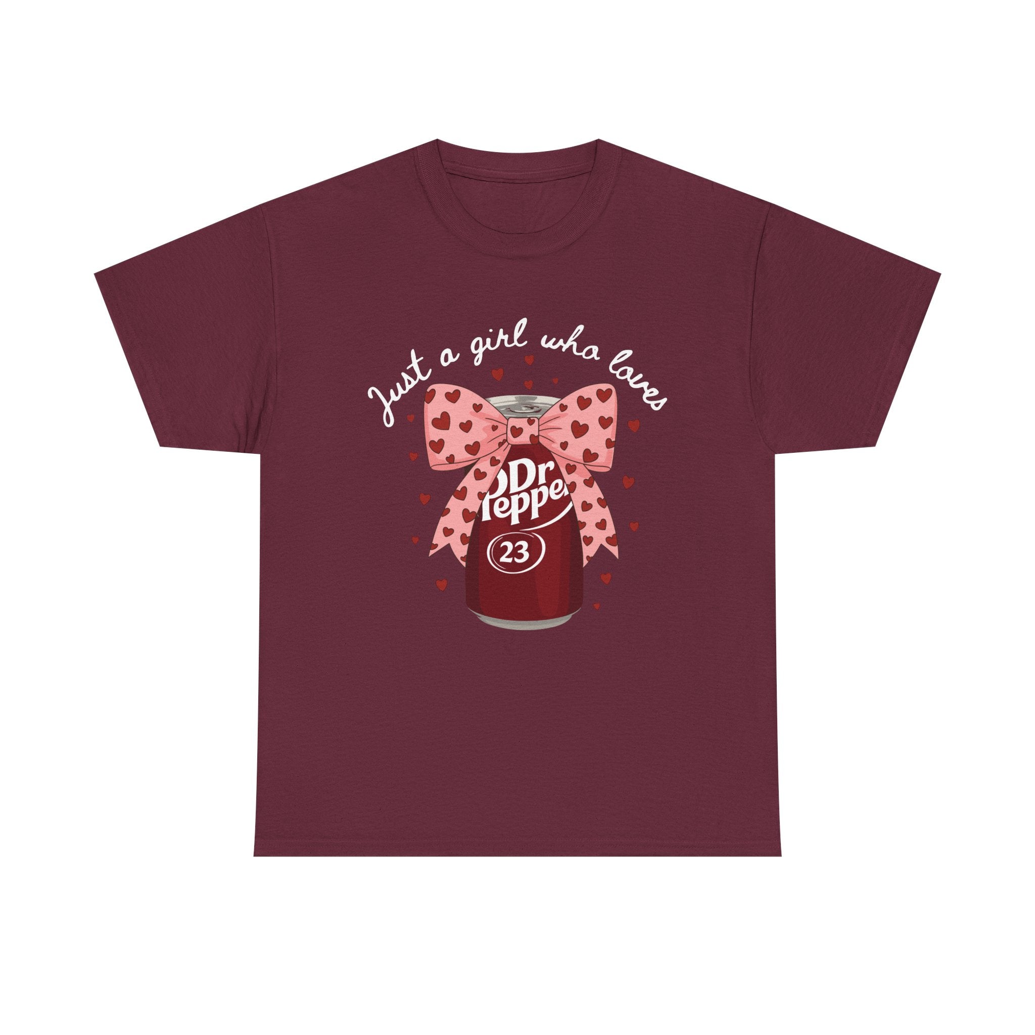 Dr Pepper 23 Tee — "Just a Girl Who Loves" Cute Soda Bow T-Shirt