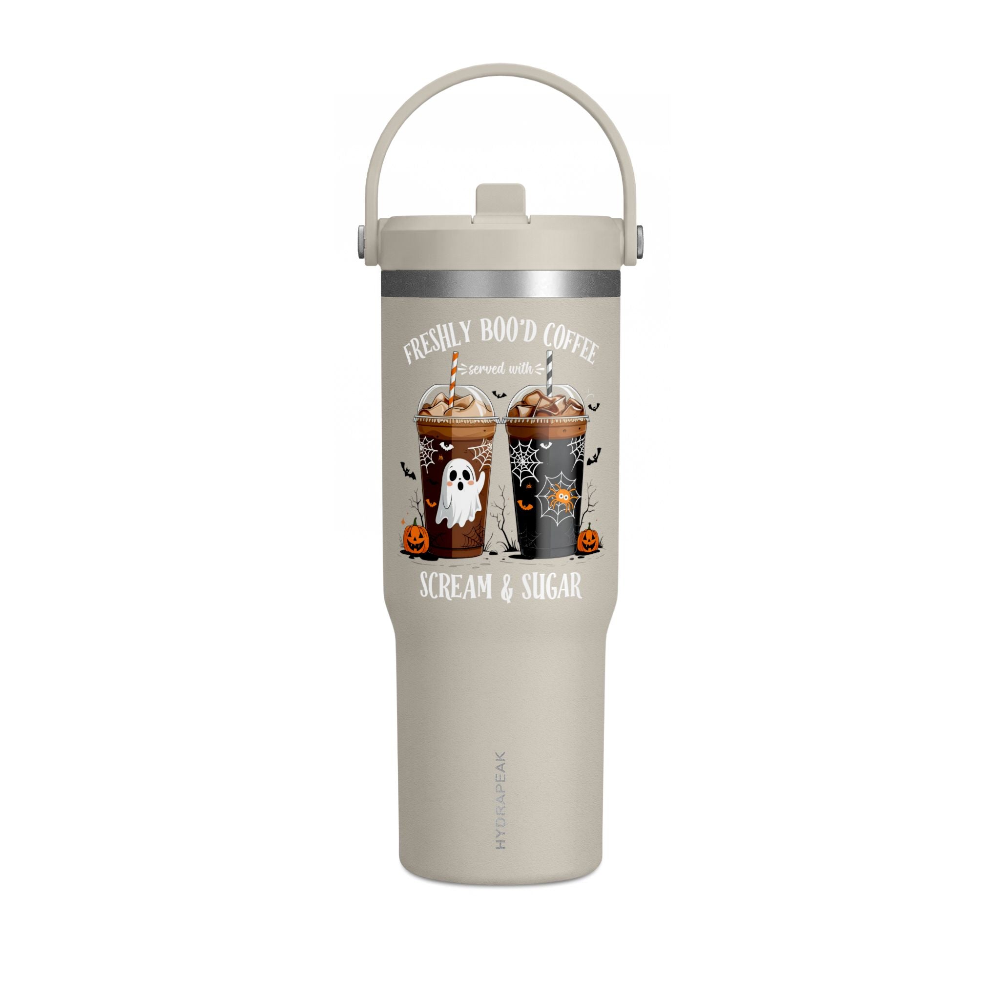 Halloween Coffee Tumbler — “Freshly Boo’d Coffee” 32oz Insulated Travel Cup