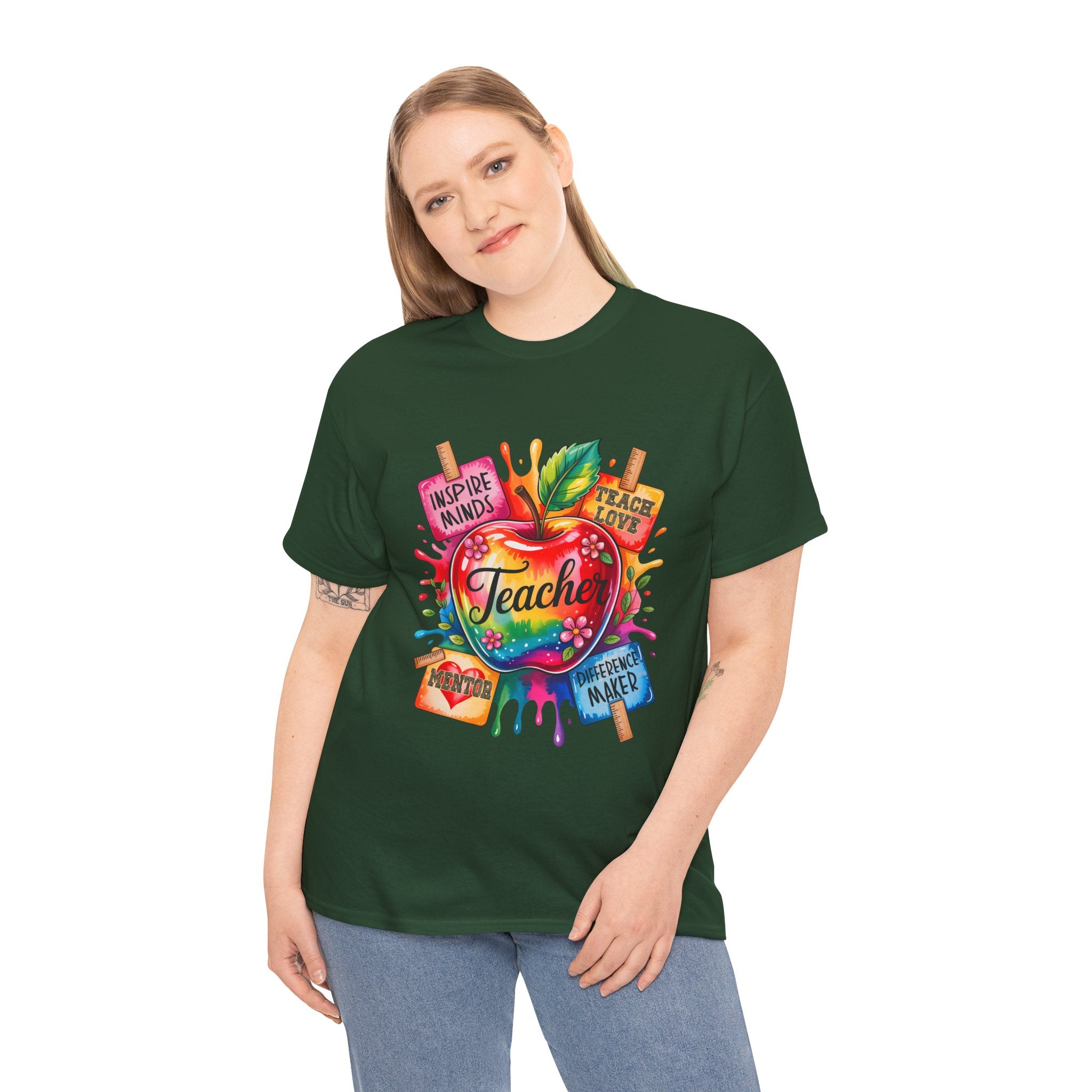 Colorful Apple Teacher T‑Shirt – Inspire Minds | Back to School Gift