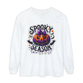 Spooky Season Long Sleeve Tee — Purple Jack-O'-Lantern Halloween Shirt