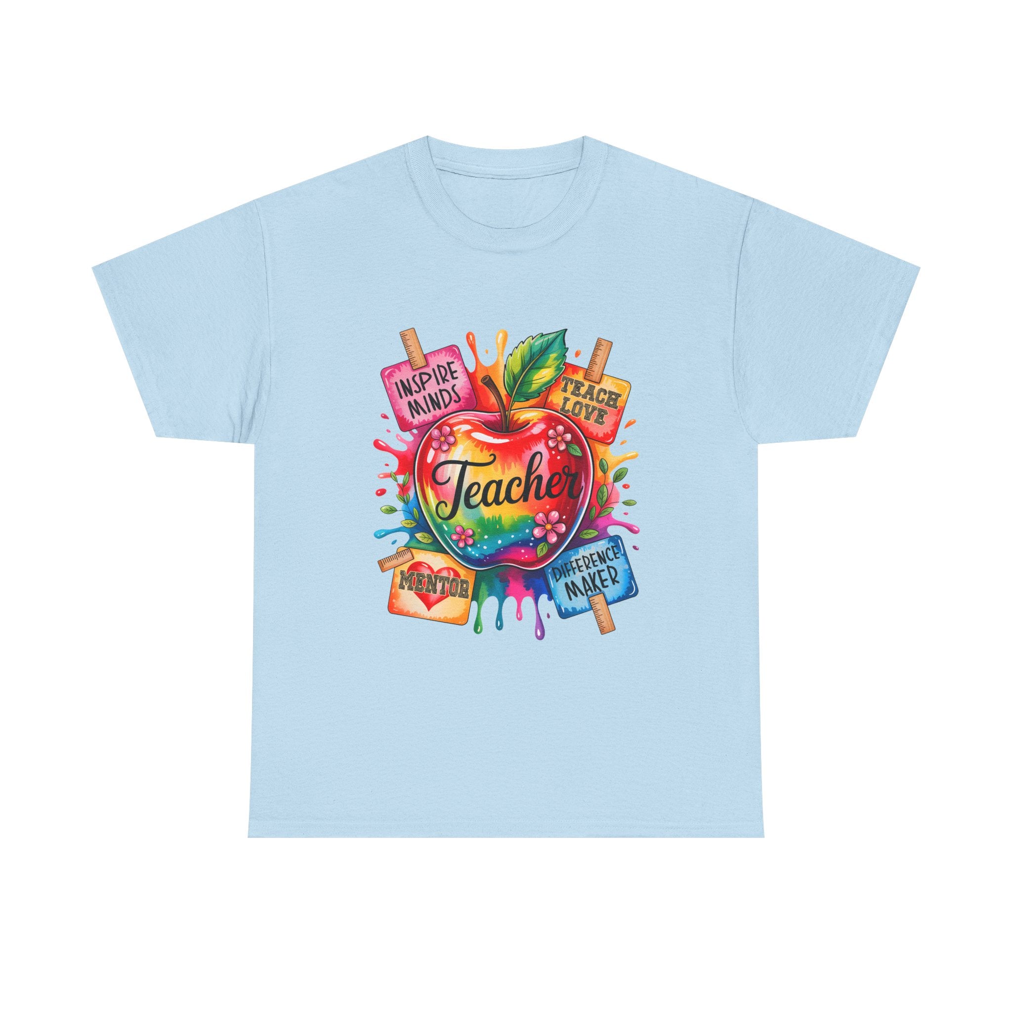 Colorful Apple Teacher T‑Shirt – Inspire Minds | Back to School Gift