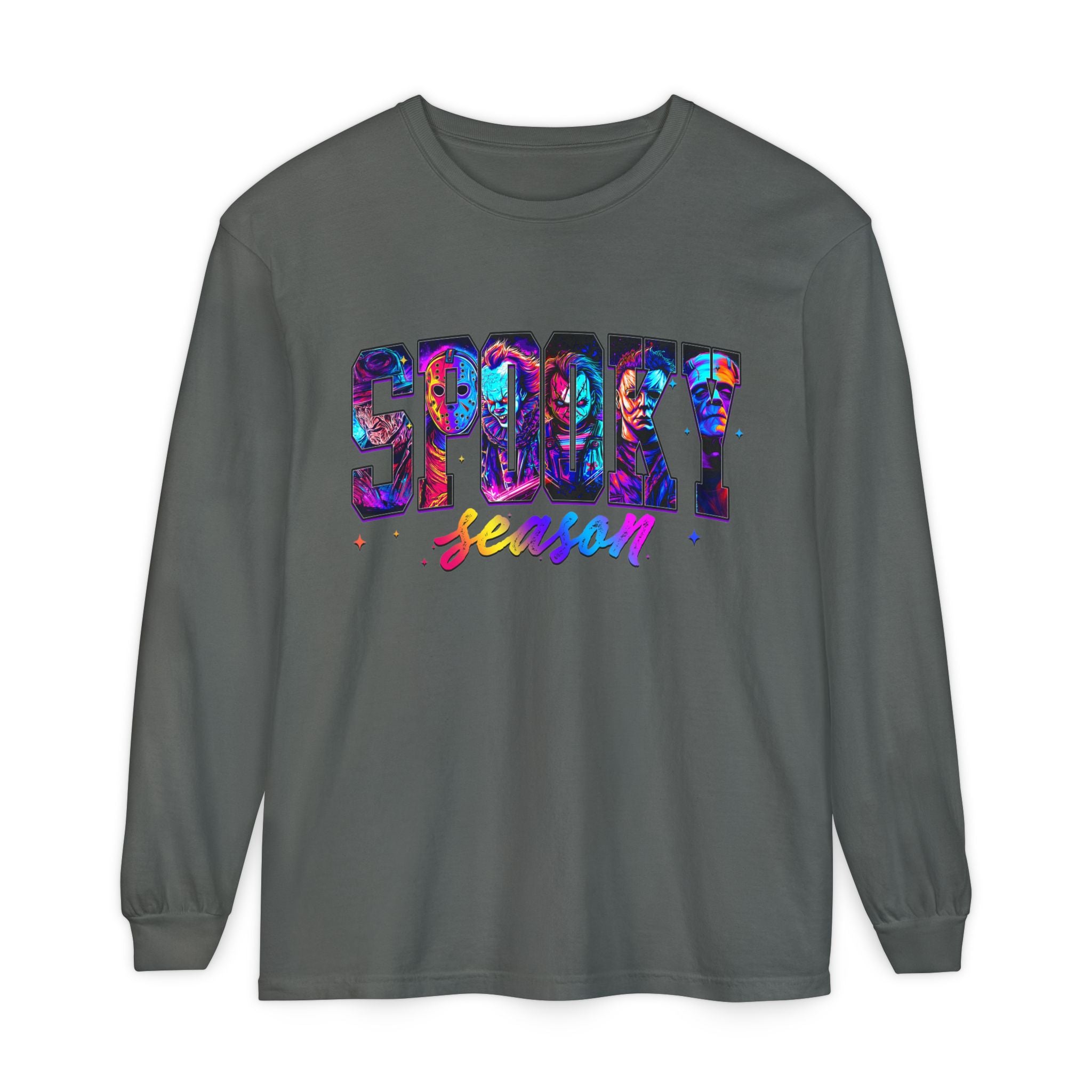 Spooky Season Long Sleeve Tee — Colorful Halloween Graphic