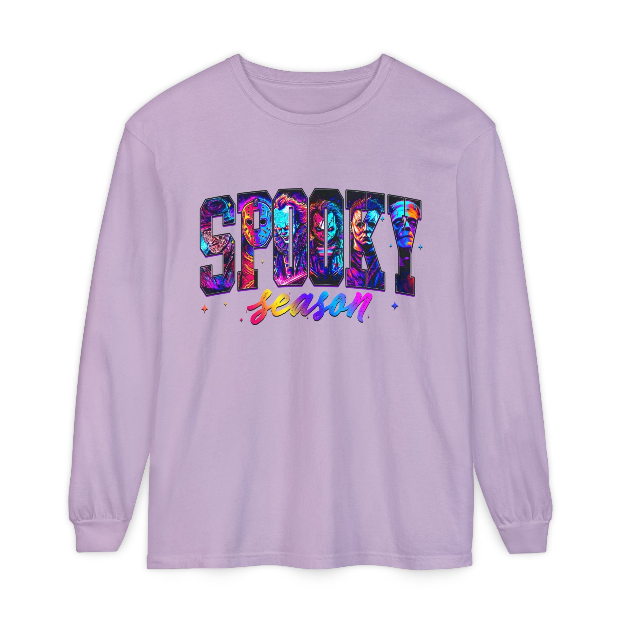 Spooky Season Long Sleeve Tee — Colorful Halloween Graphic