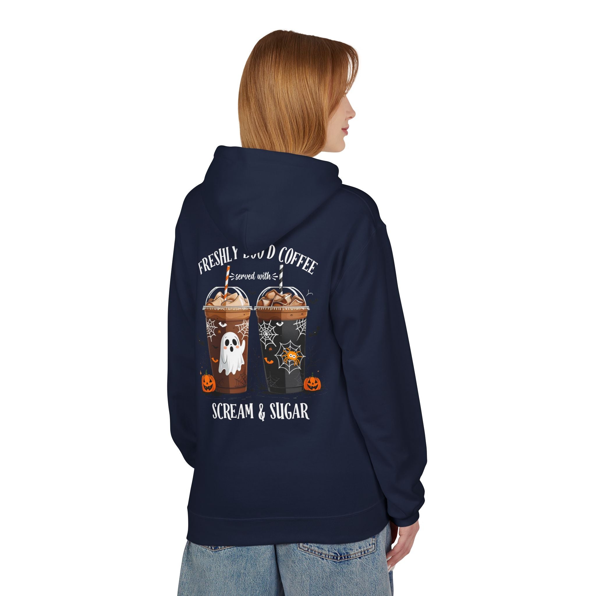 Halloween Coffee Hoodie - "Freshly Brew'd Coffee" Scream & Sugar Graphic