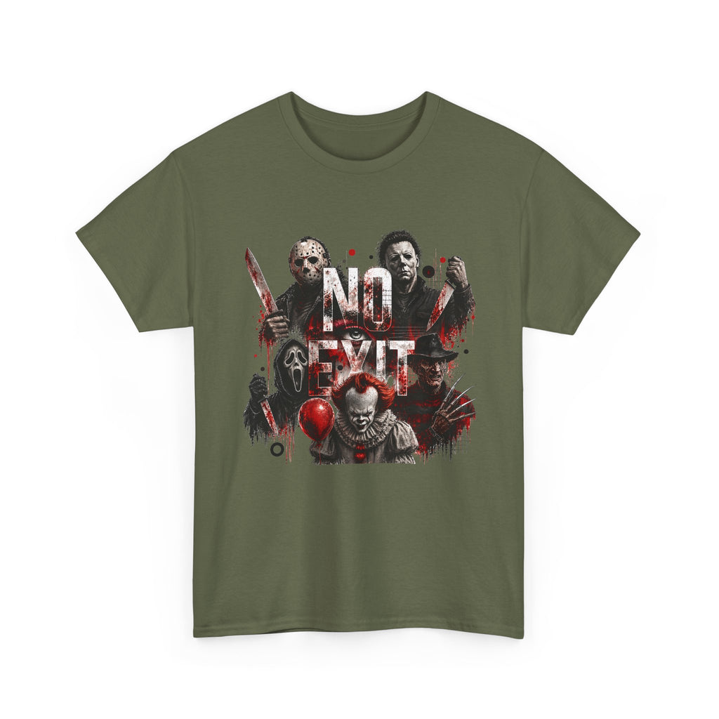 Horror Icons "No Exit" Graphic Tee — Retro Slasher Movie T-Shirt