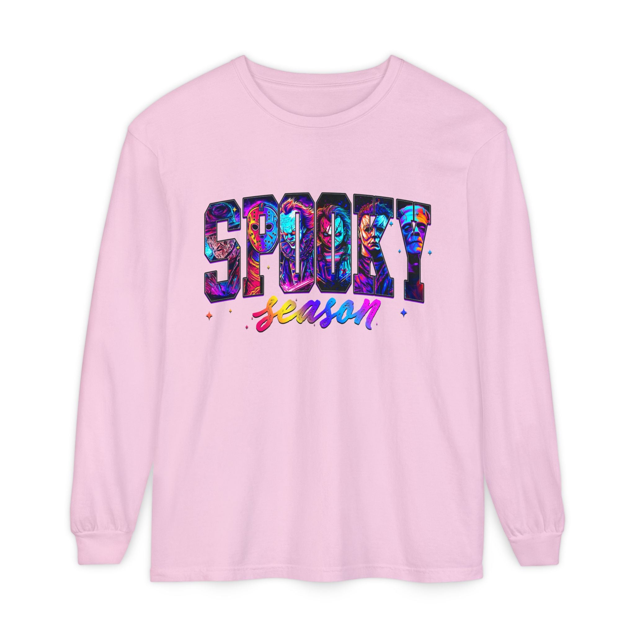 Spooky Season Long Sleeve Tee — Colorful Halloween Graphic