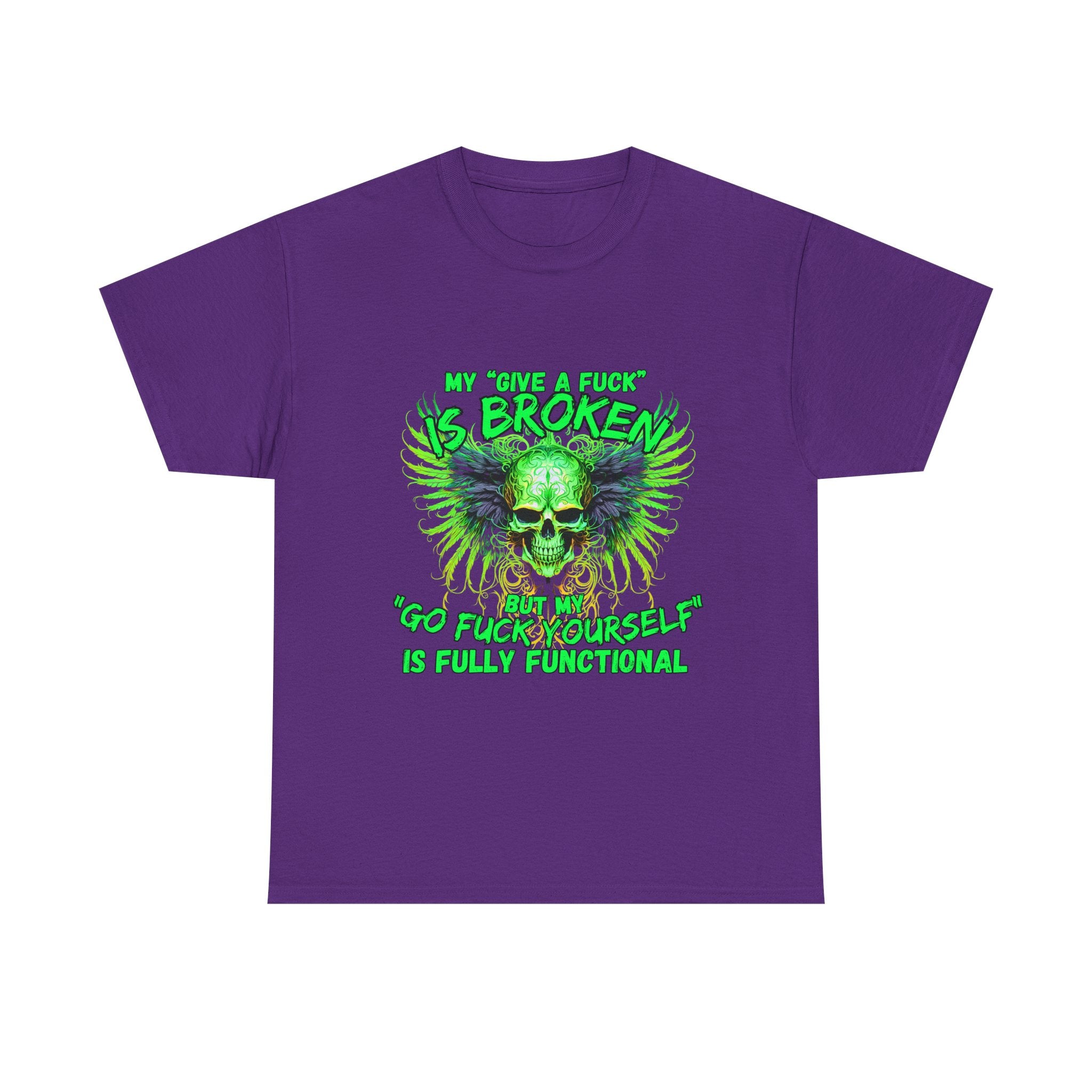 Graphic Tee — Green Skull 'My Other Half Is Broken, So Fuck Yourself' Punk T-Shirt