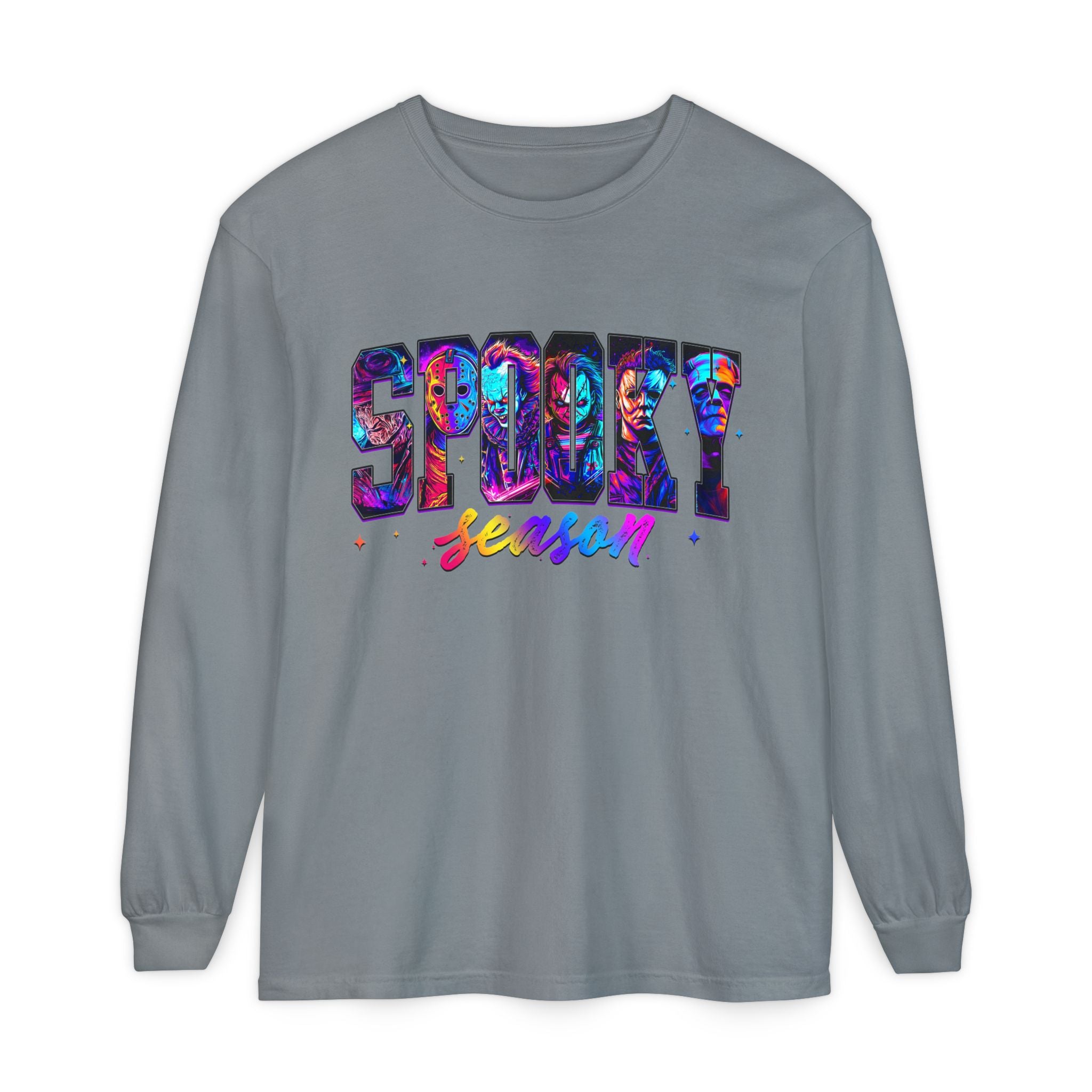 Spooky Season Long Sleeve Tee — Colorful Halloween Graphic