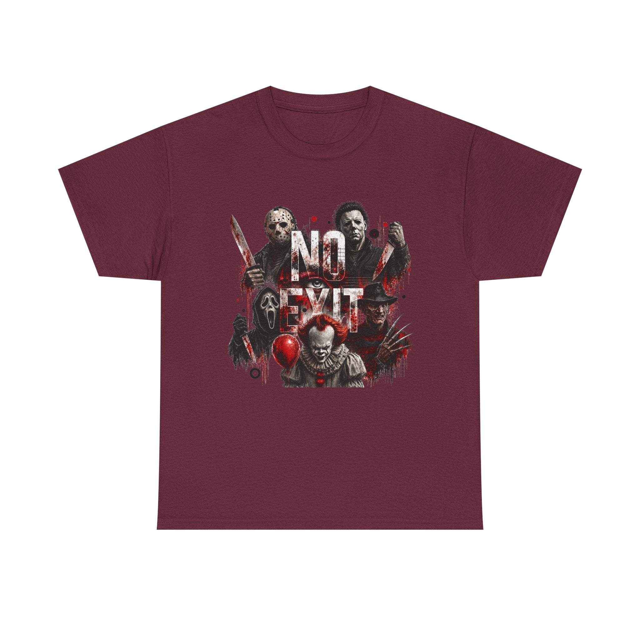 Horror Icons "No Exit" Graphic Tee — Retro Slasher Movie T-Shirt