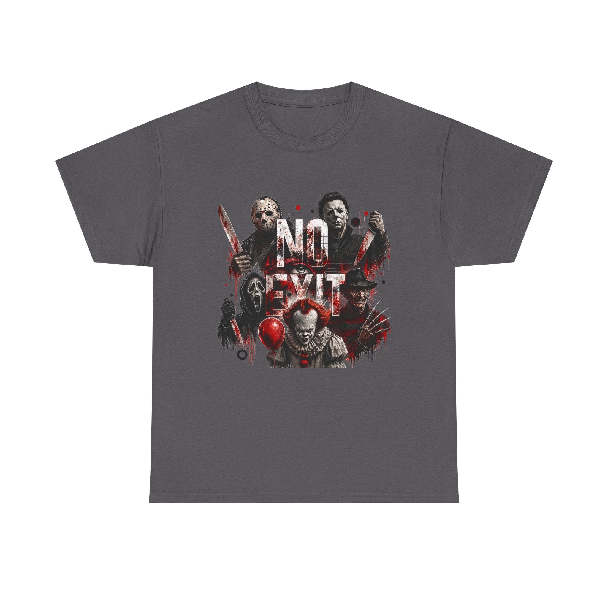 Horror Icons "No Exit" Graphic Tee — Retro Slasher Movie T-Shirt