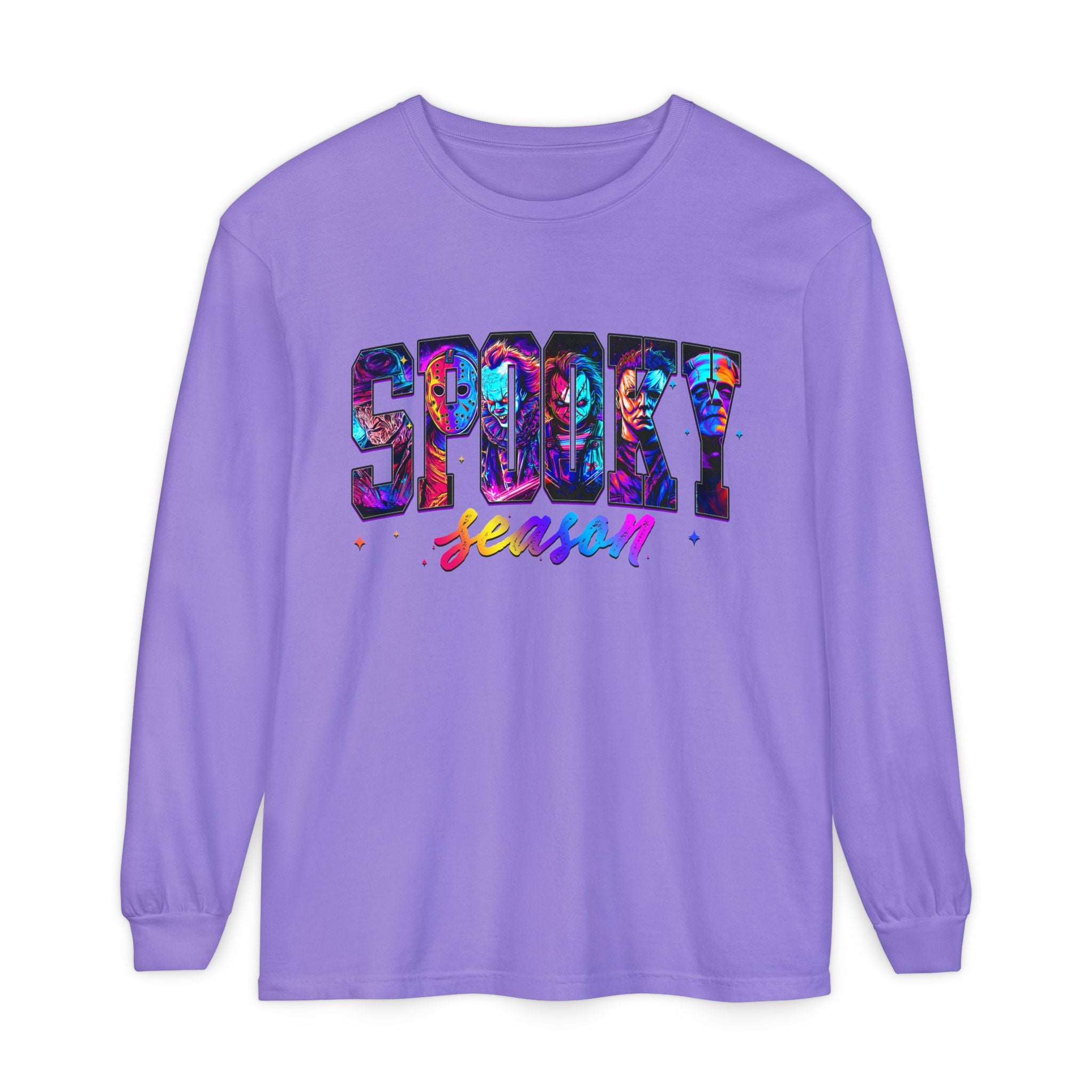 Spooky Season Long Sleeve Tee — Colorful Halloween Graphic