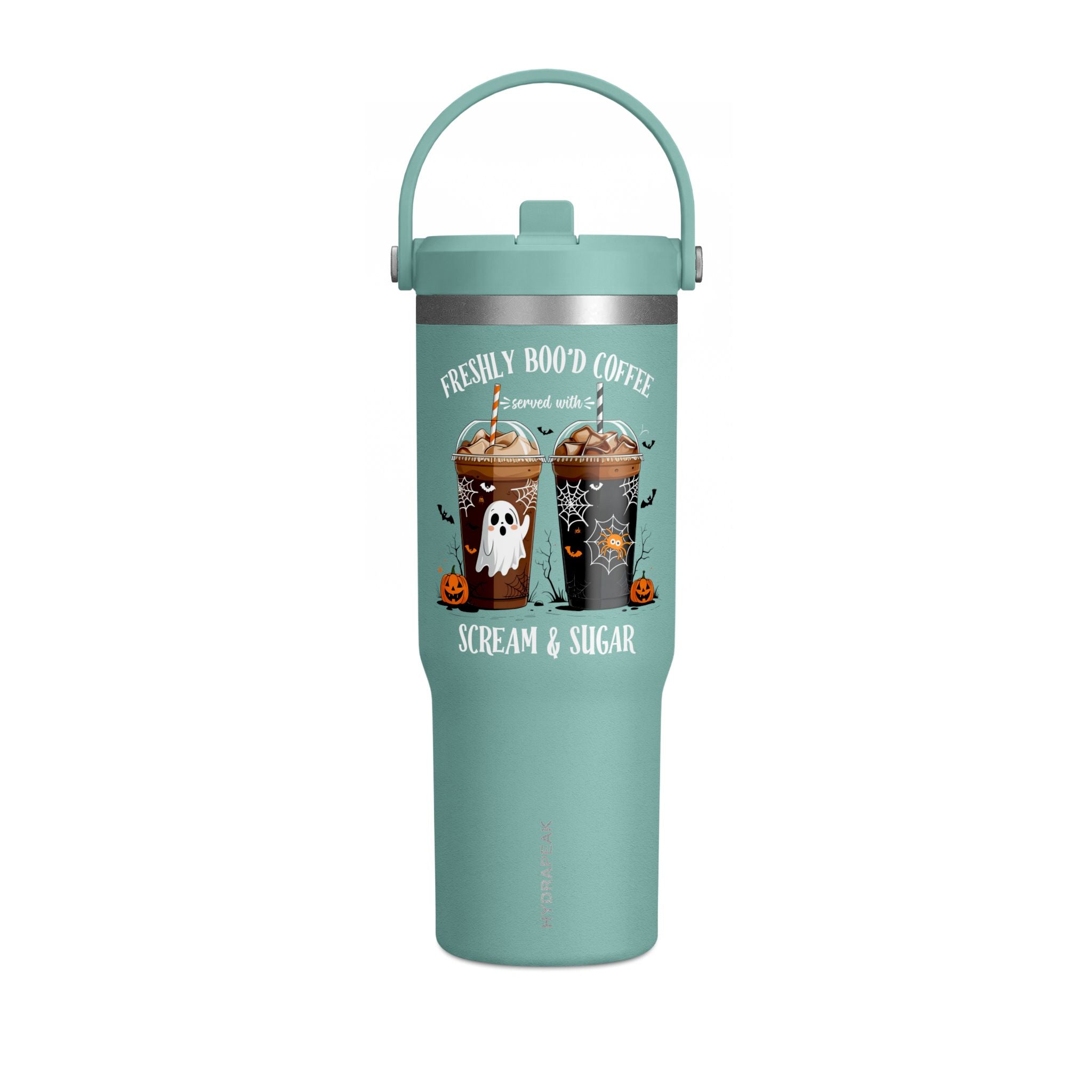 Halloween Coffee Tumbler — “Freshly Boo’d Coffee” 32oz Insulated Travel Cup