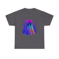Neon Rainbow Ghost T-Shirt — Cute Halloween Spirit Tee with Pink Bow